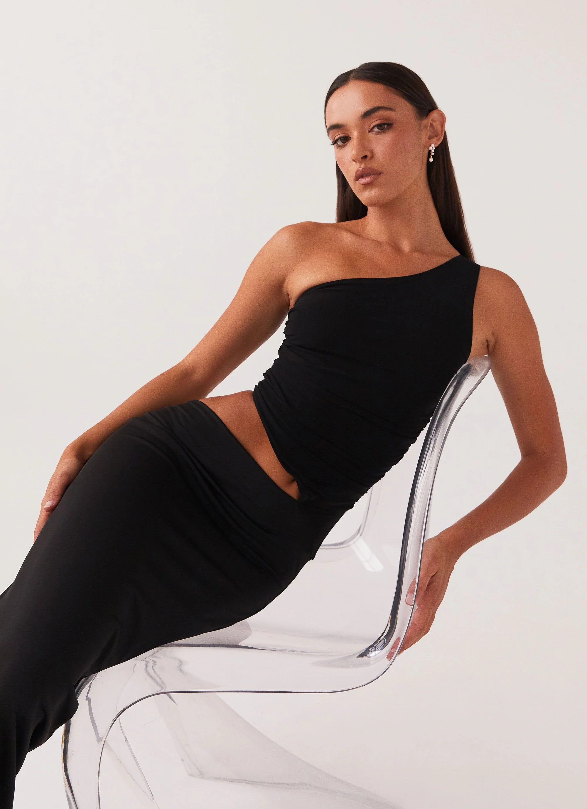 Seranella One Shoulder Maxi Dress - Black - Image 6