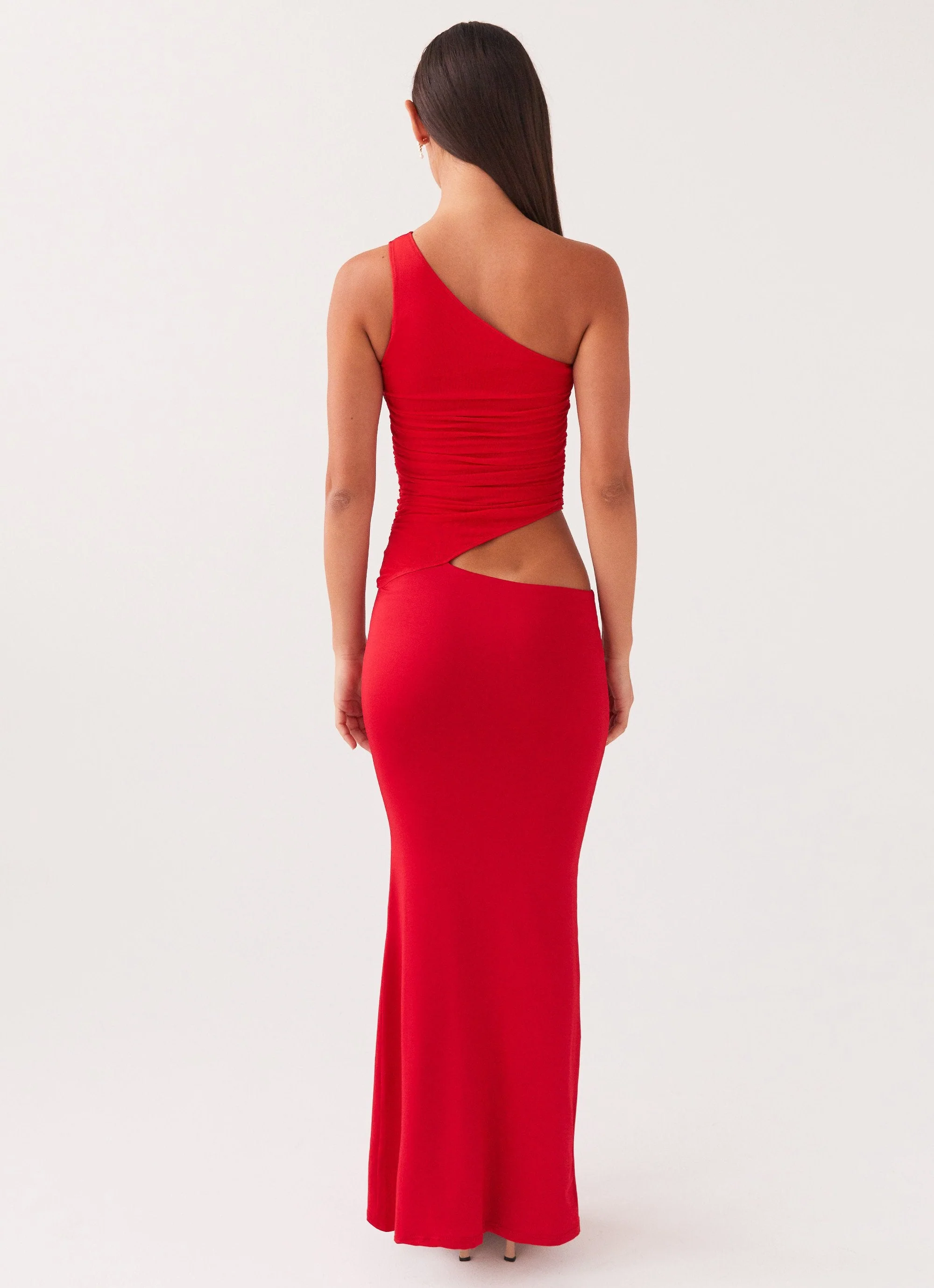 Seranella One Shoulder Maxi Dress - Cherry Red - Image 4