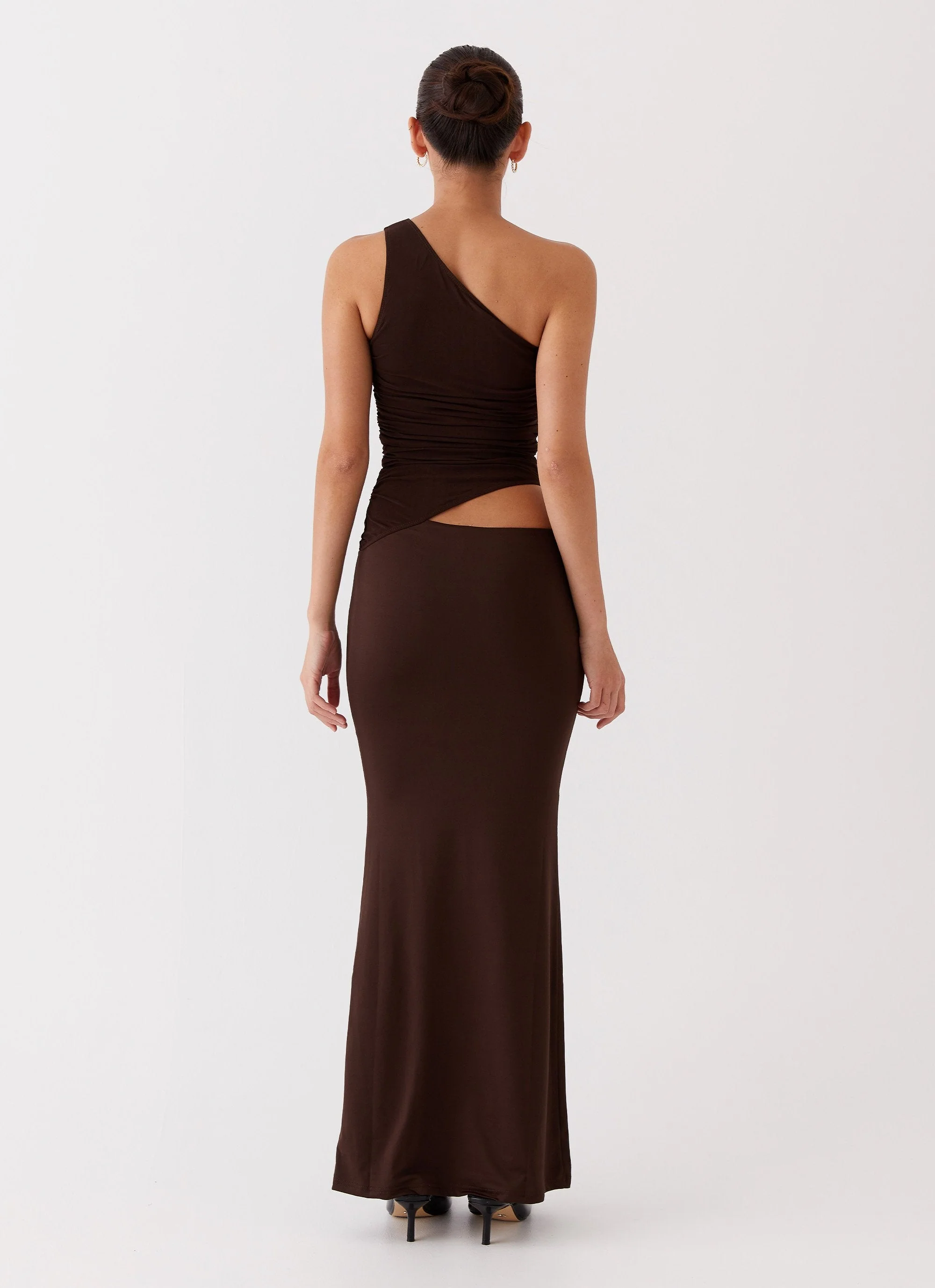 Seranella One Shoulder Maxi Dress - Chocolate - Image 4
