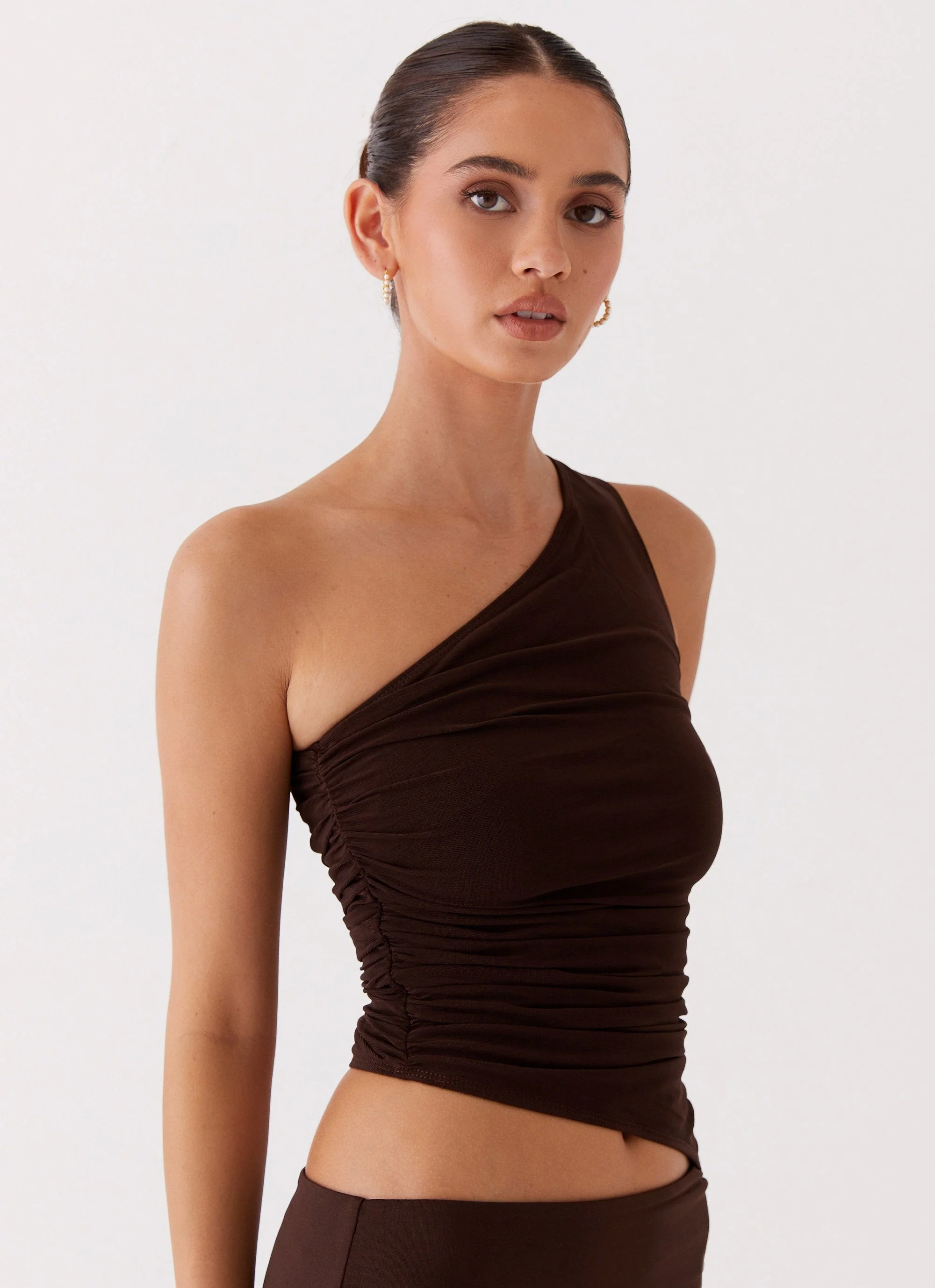 Seranella One Shoulder Maxi Dress - Chocolate - Image 6