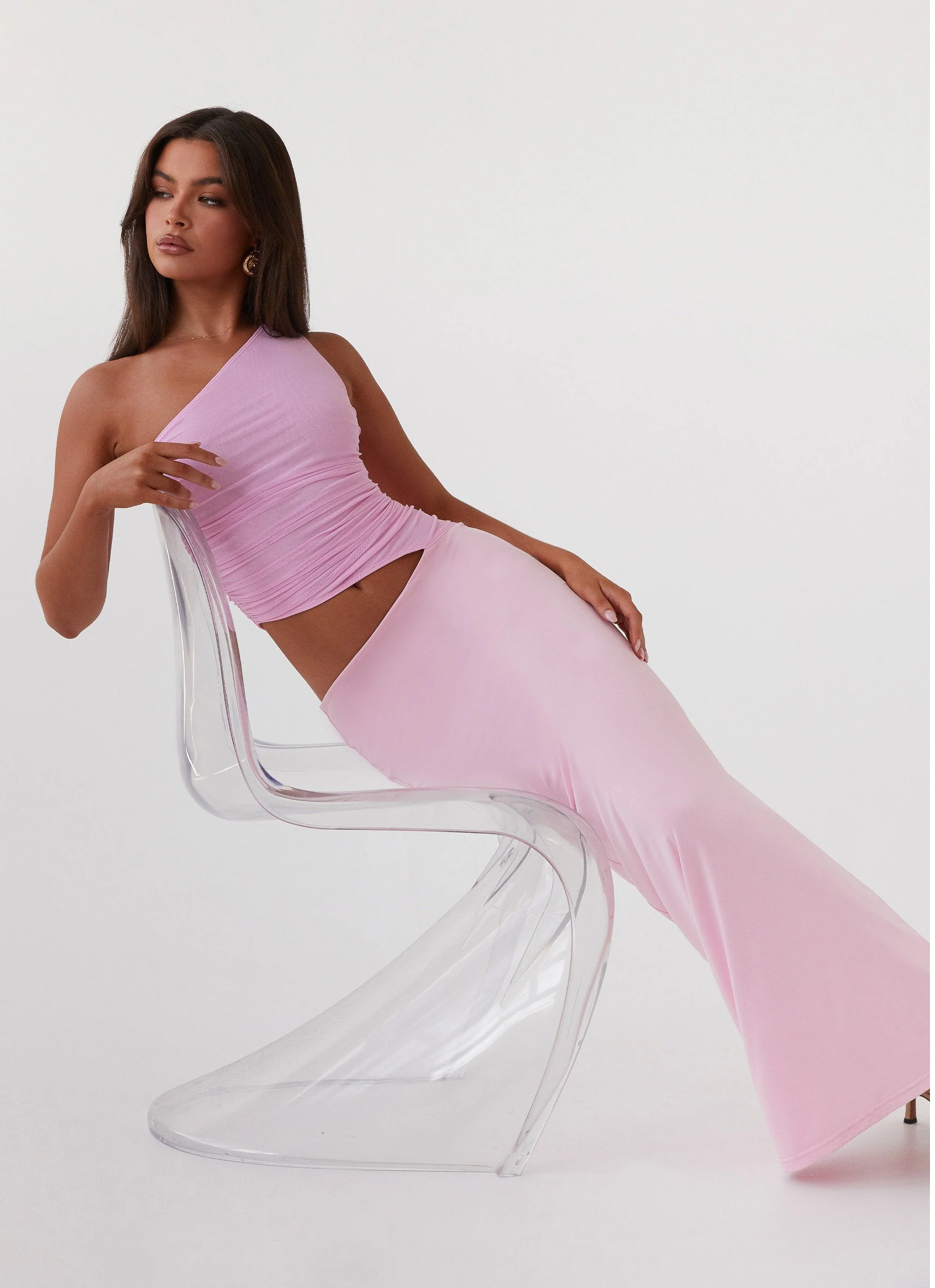 Seranella One Shoulder Maxi Dress - Pink - Image 6