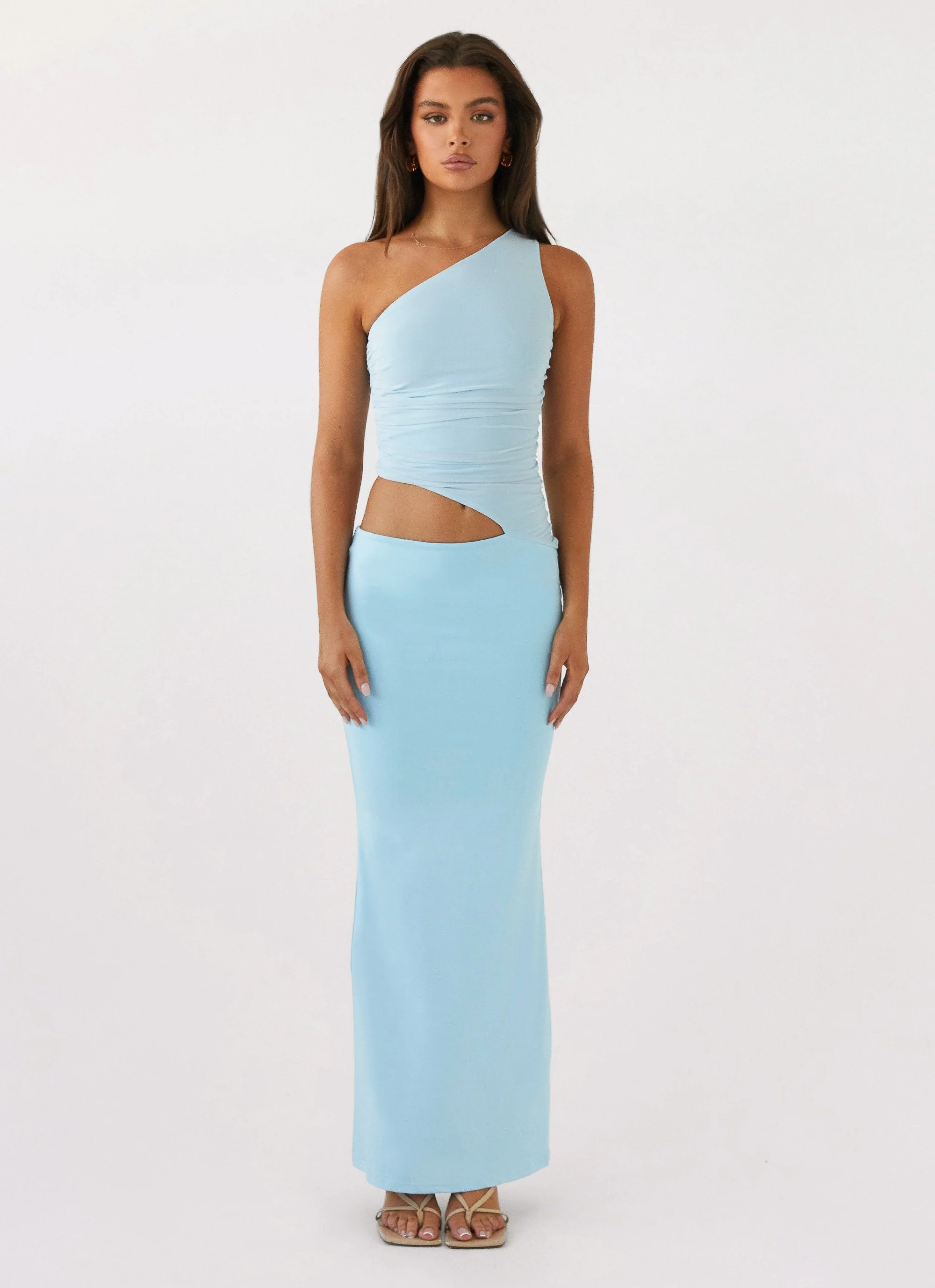 Seranella One Shoulder Maxi Dress - Sky Blue - Image 2