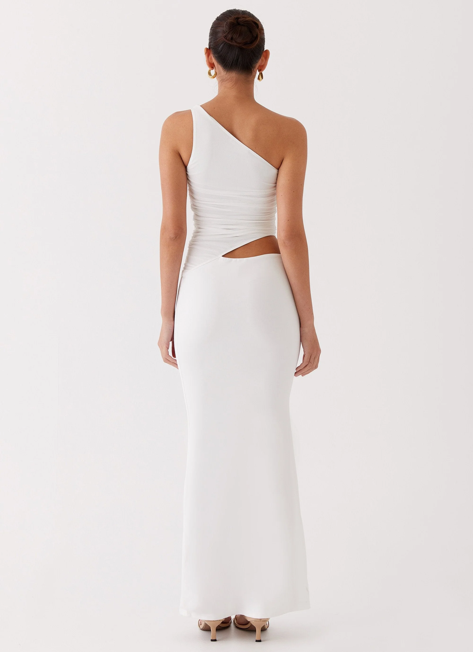 Seranella One Shoulder Maxi Dress - White - Image 3