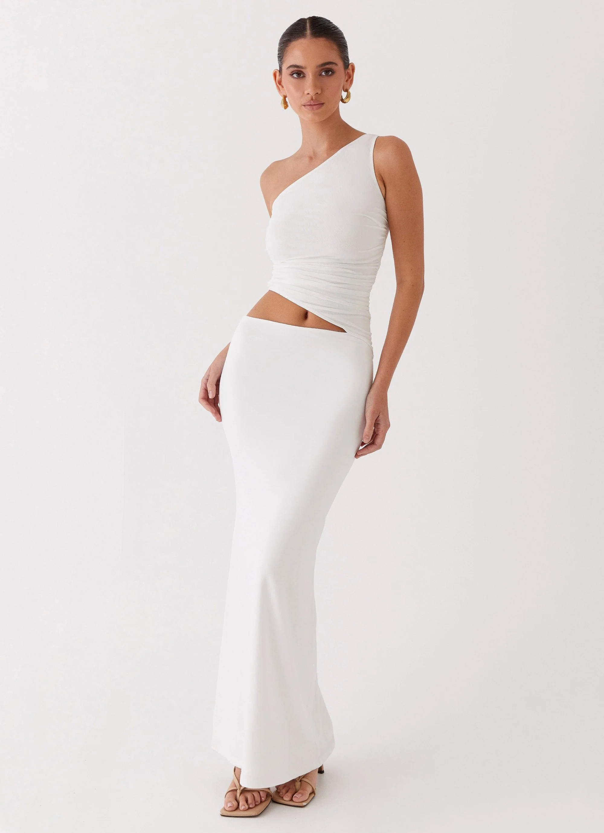 Seranella One Shoulder Maxi Dress - White - Image 5