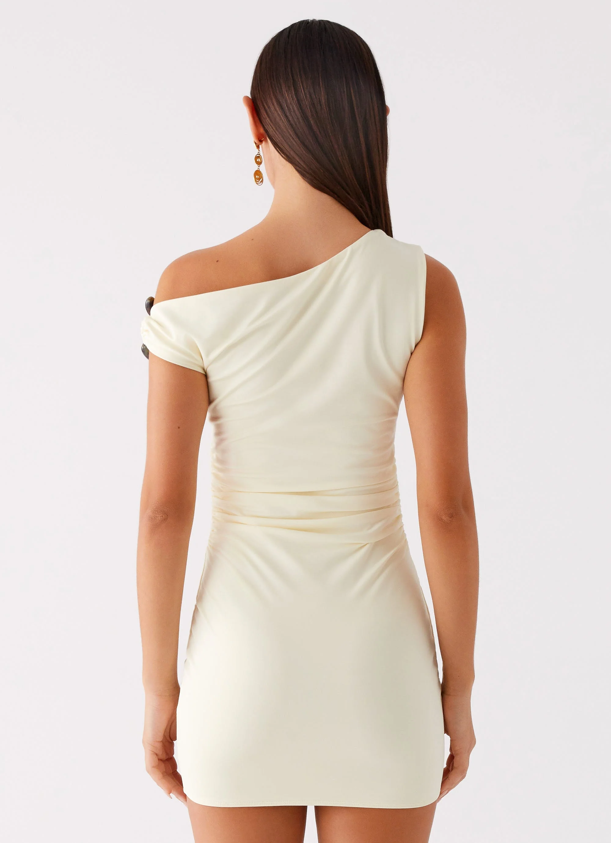 Seraphina One Shoulder Mini Dress - Yellow - Image 3