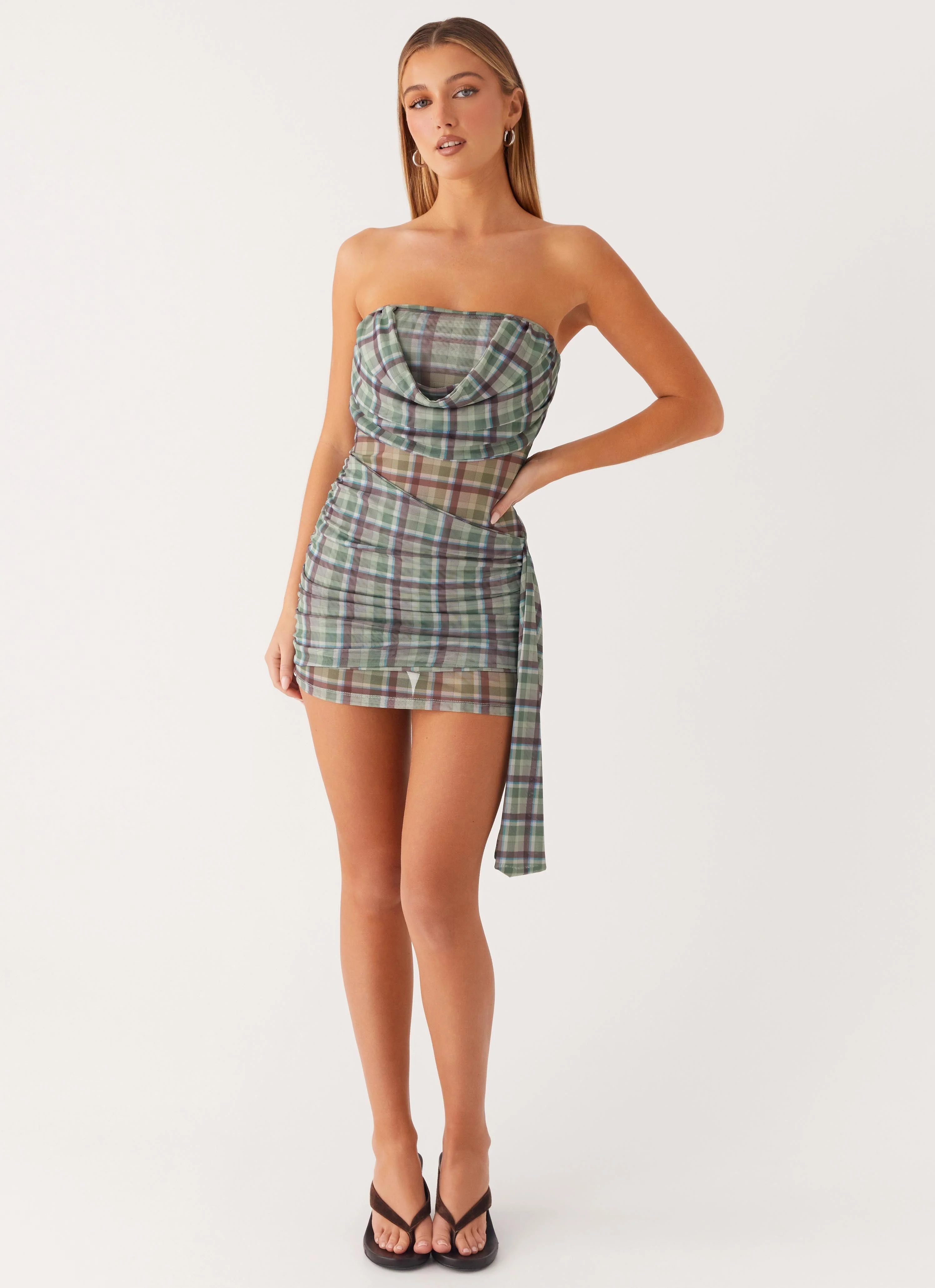 Seren Mini Dress - Cedar Check - Image 6