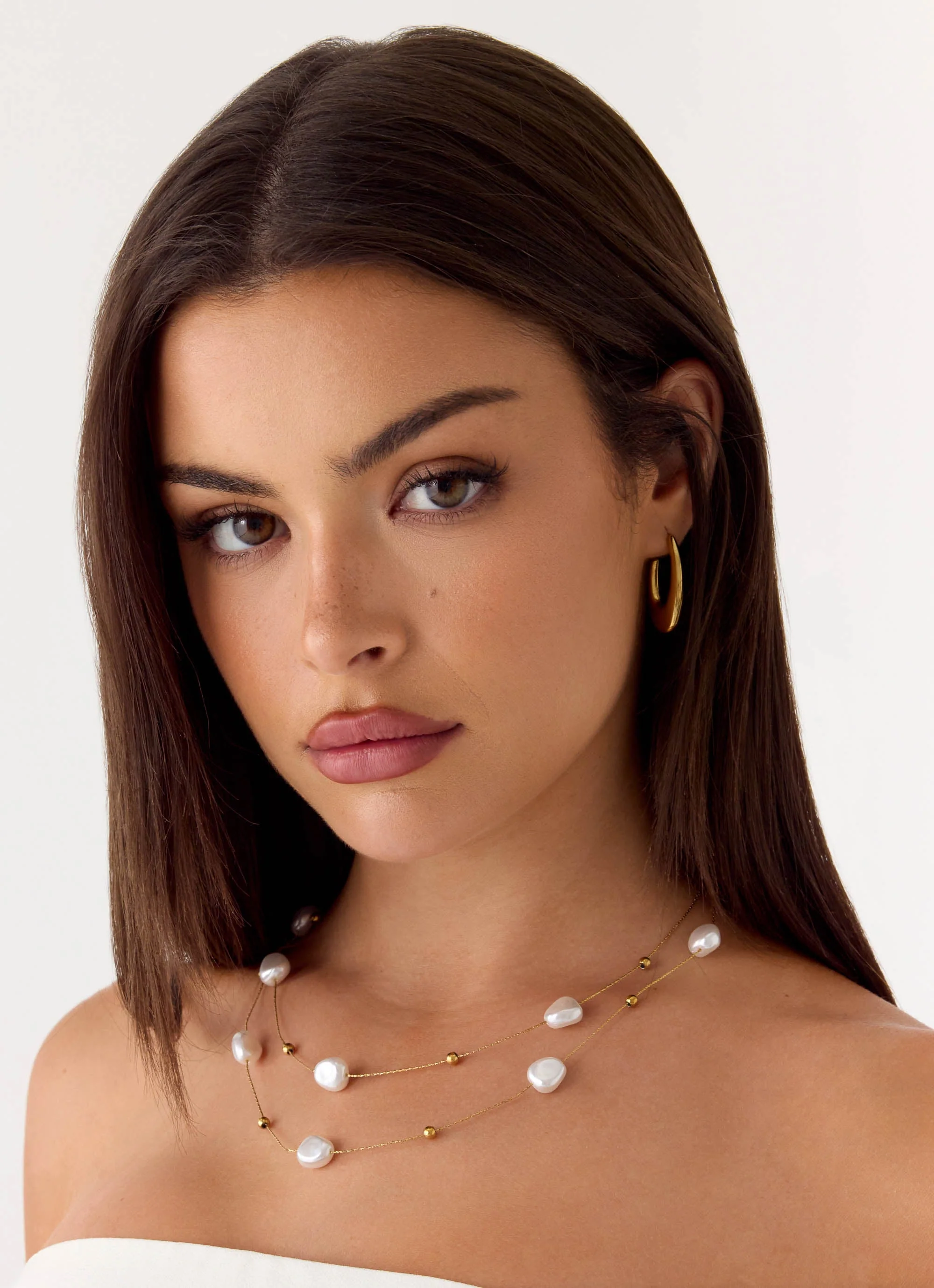 Serena Pearl Necklace - Pearl/Gold - Image 3