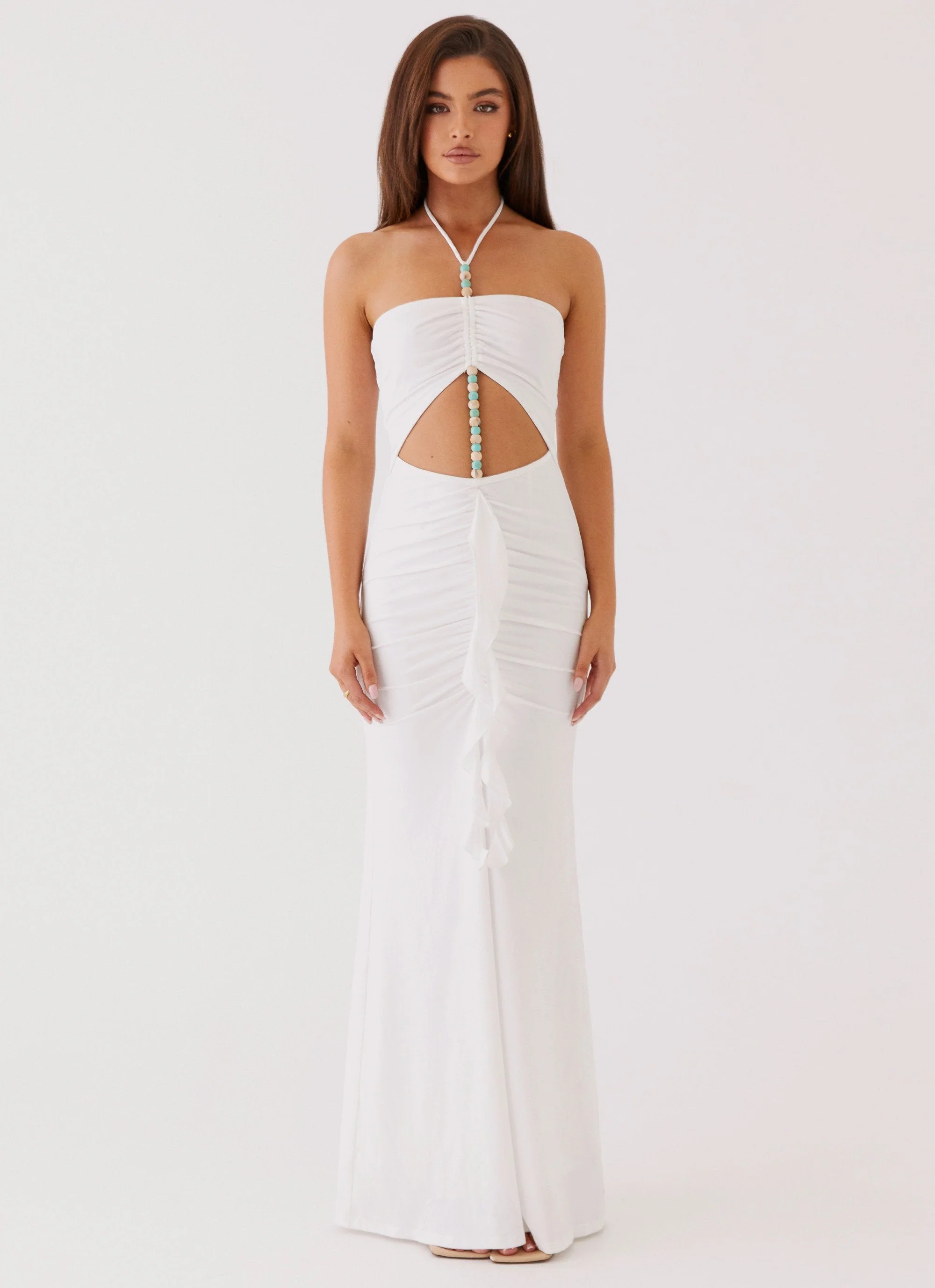 Serina Ruffle Maxi Dress - White - Image 2