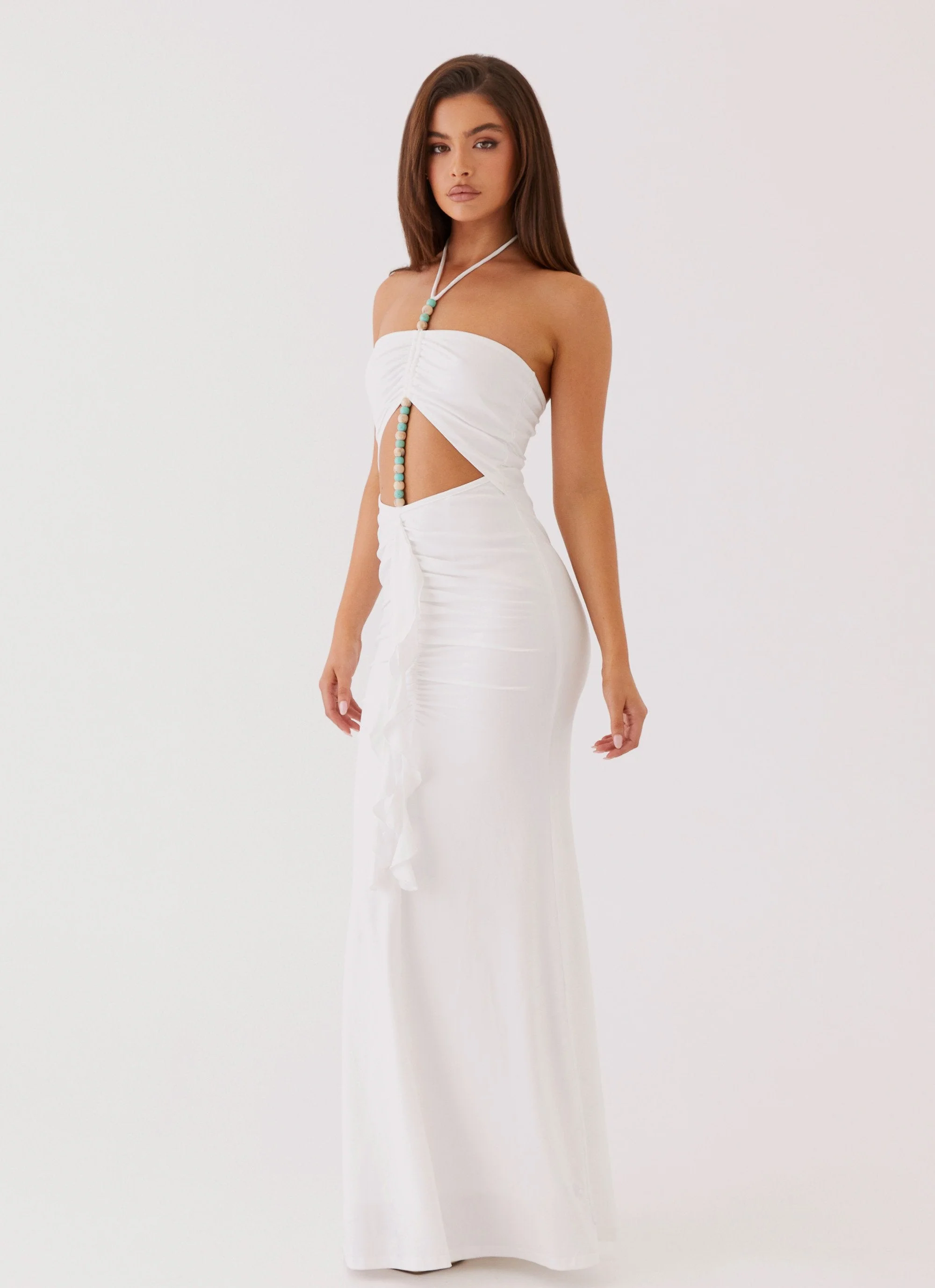 Serina Ruffle Maxi Dress - White - Image 3