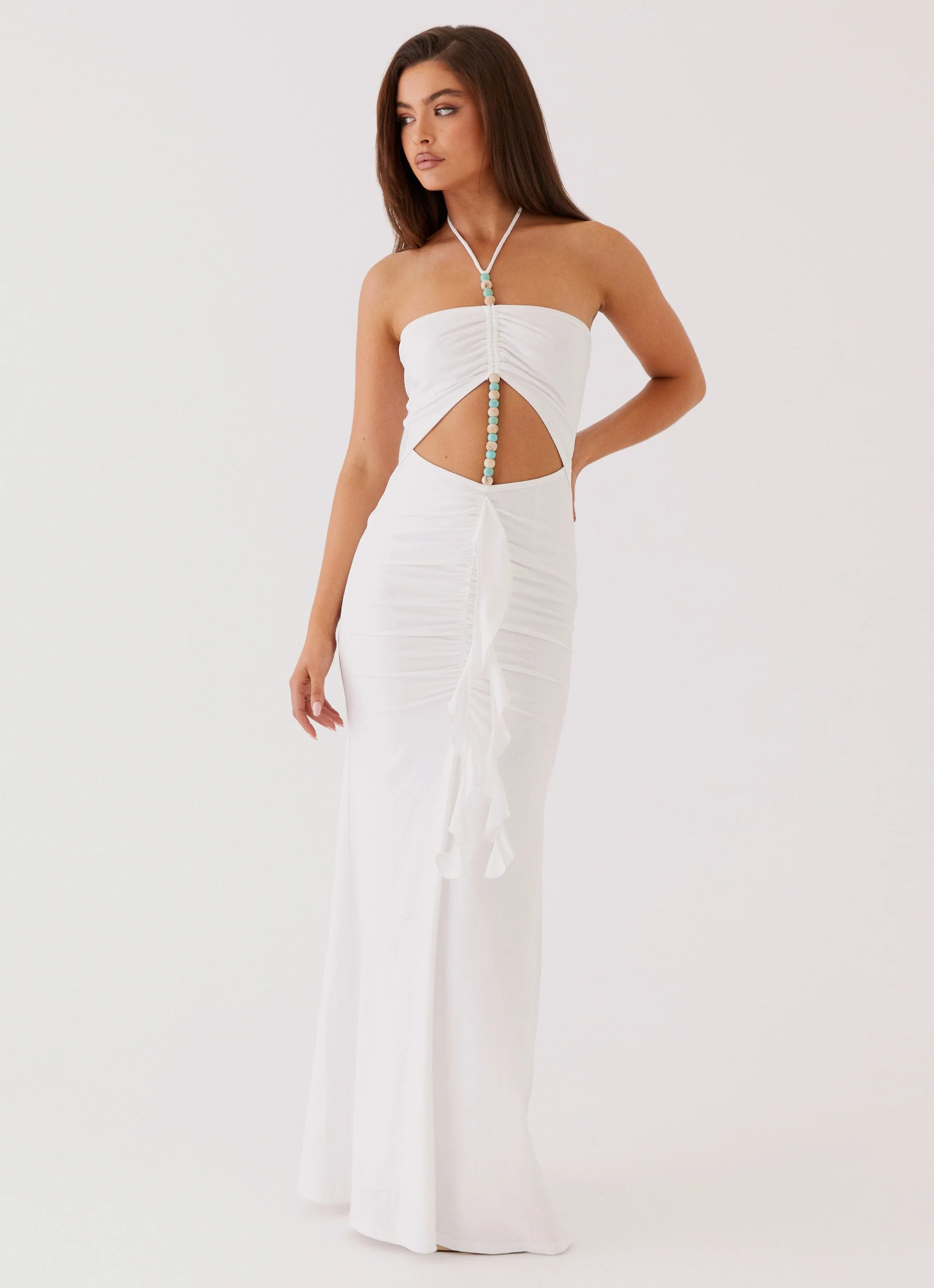 Serina Ruffle Maxi Dress - White - Image 5