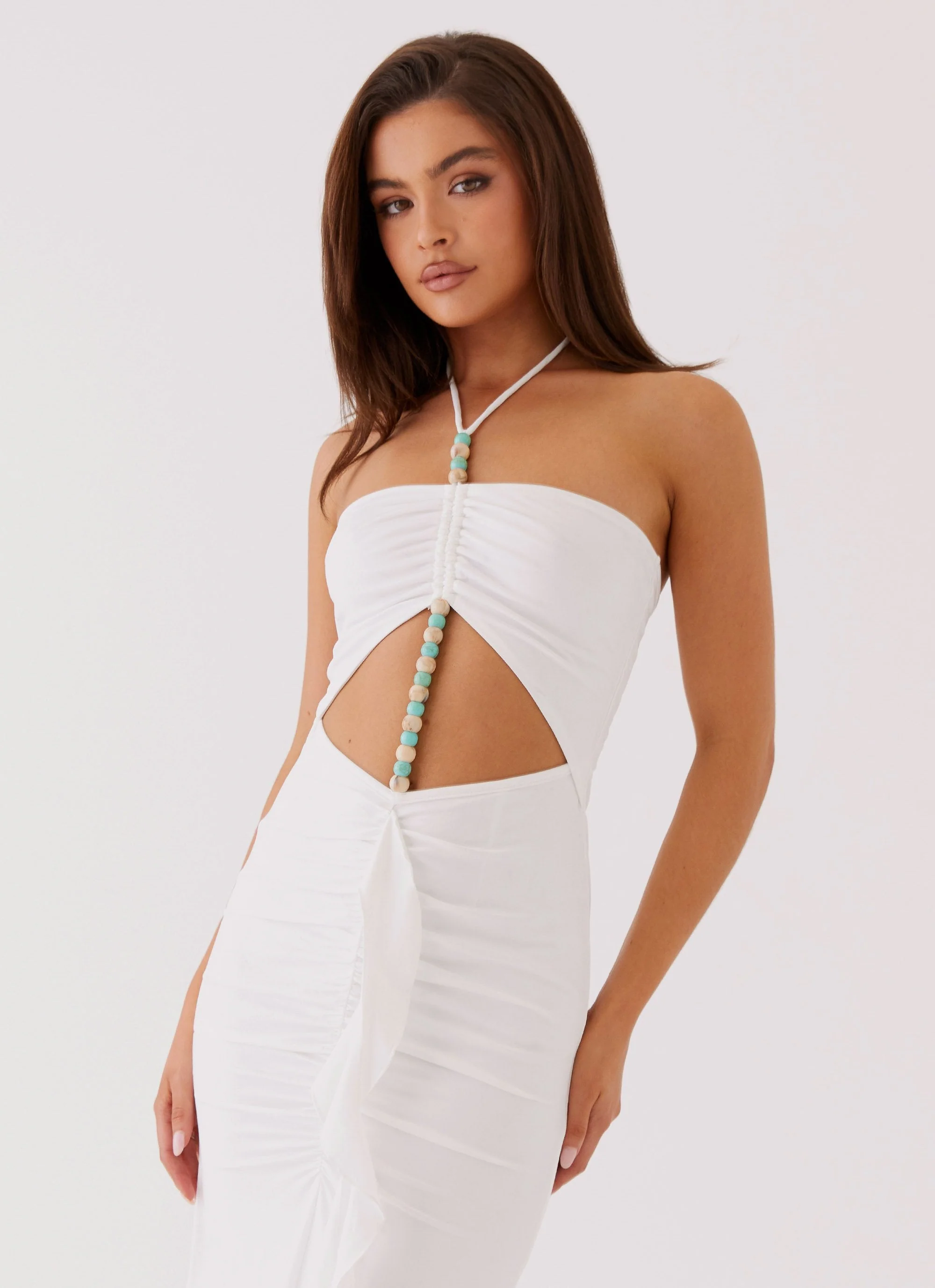 Serina Ruffle Maxi Dress - White - Image 6