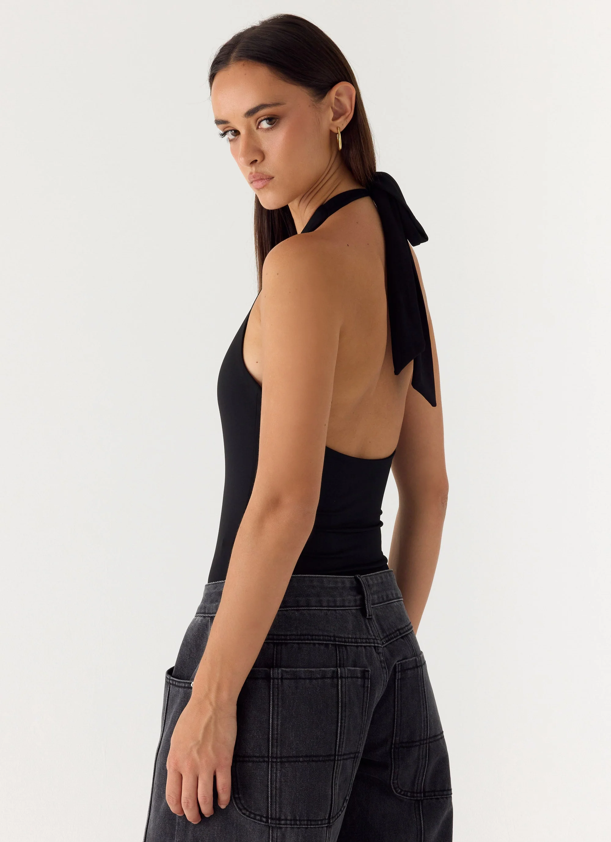Set The Scene Halter Bodysuit - Black - Image 2