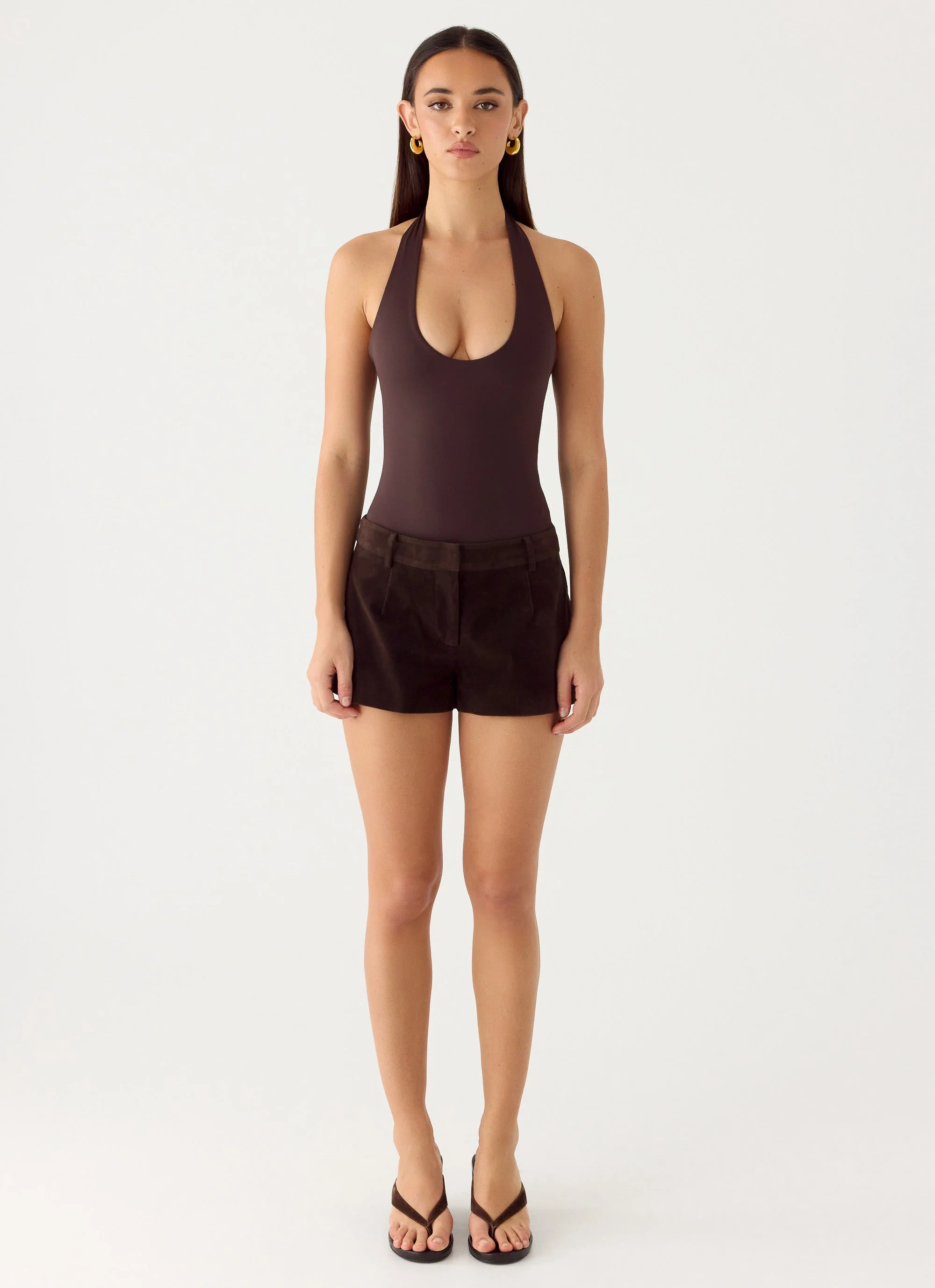 Set The Scene Halter Bodysuit - Chocolate - Image 2
