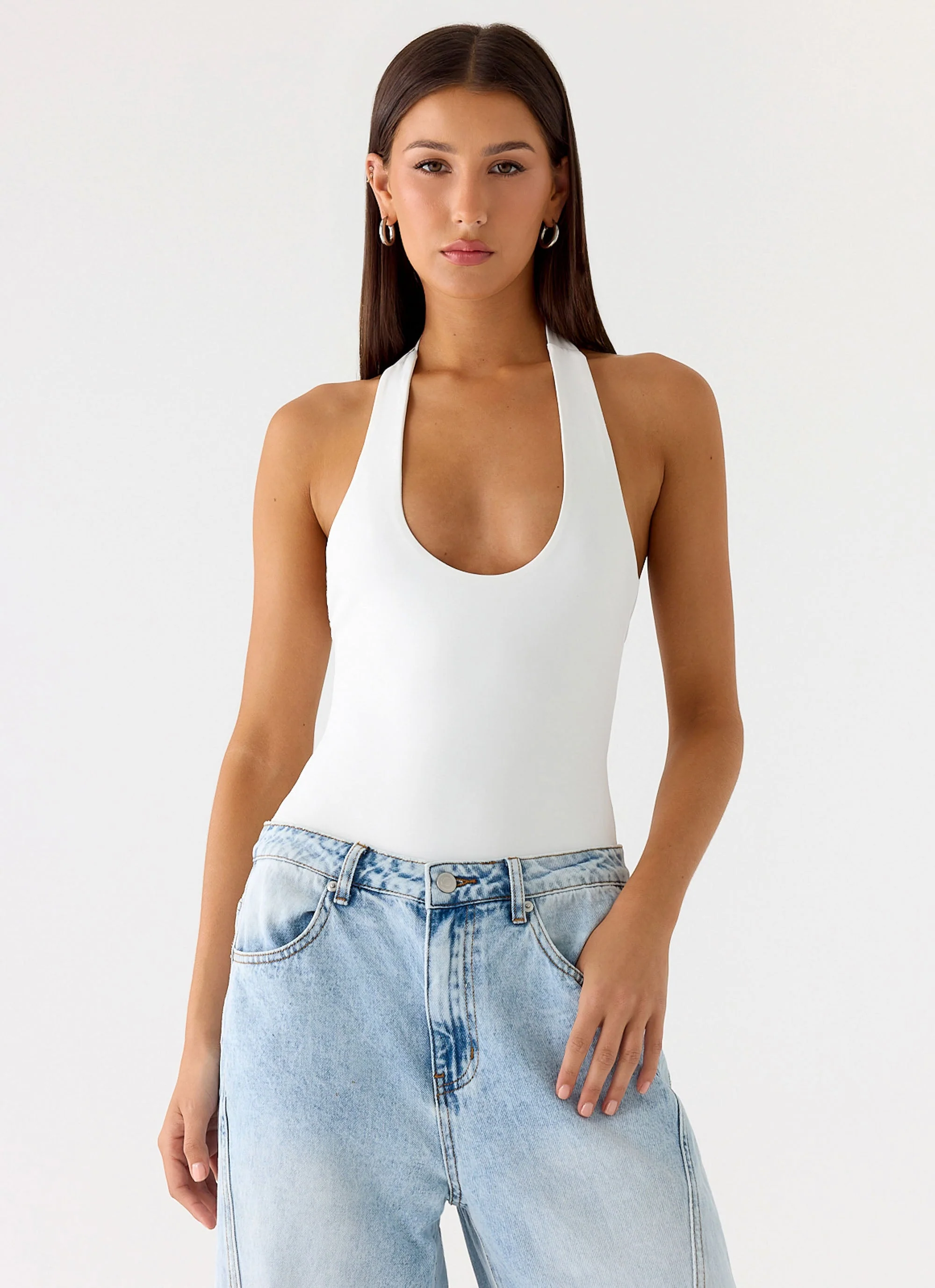 Set The Scene Halter Bodysuit - White - Image 6