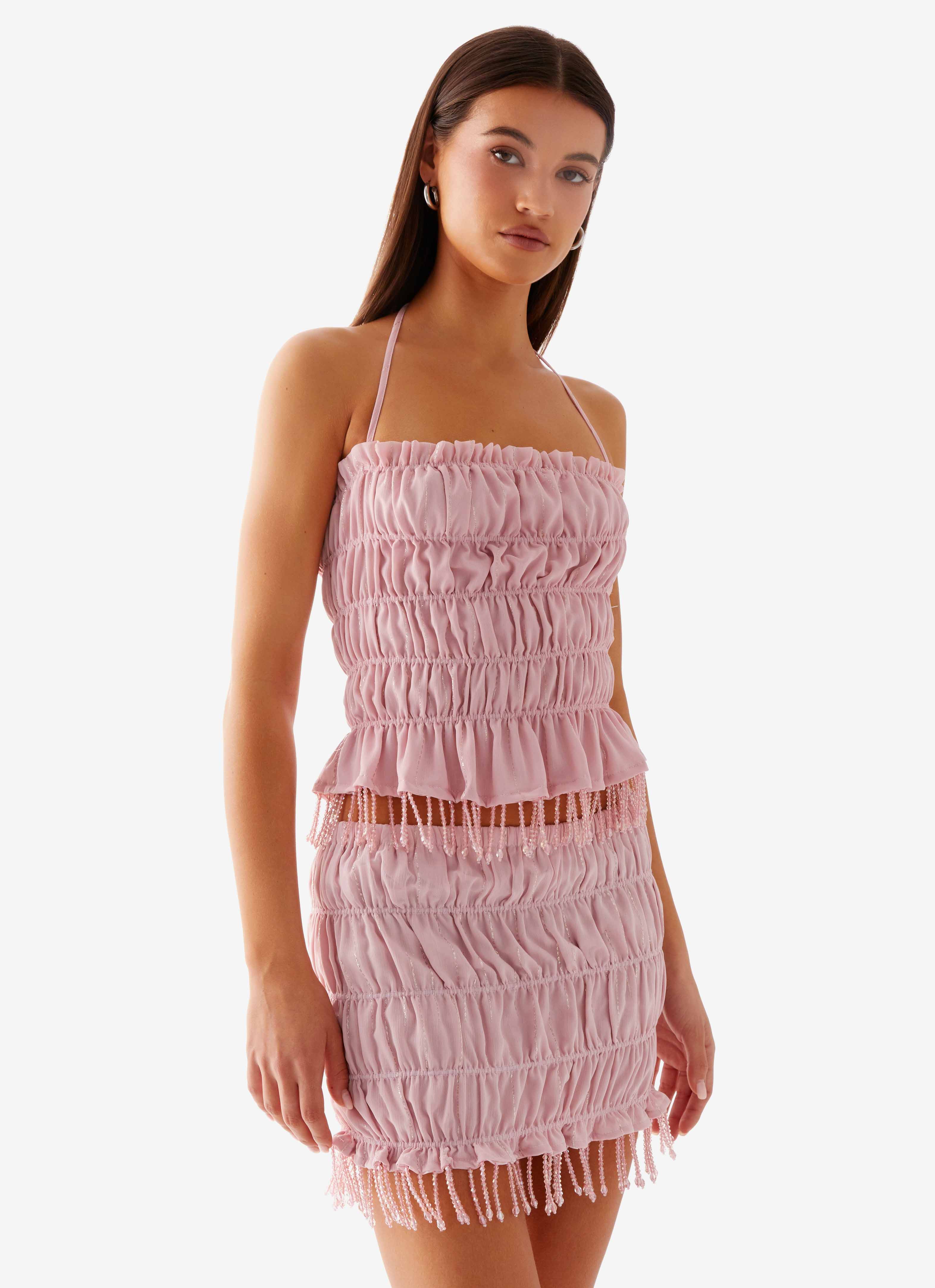 Shari Beaded Halter Top - Pink - Image 6