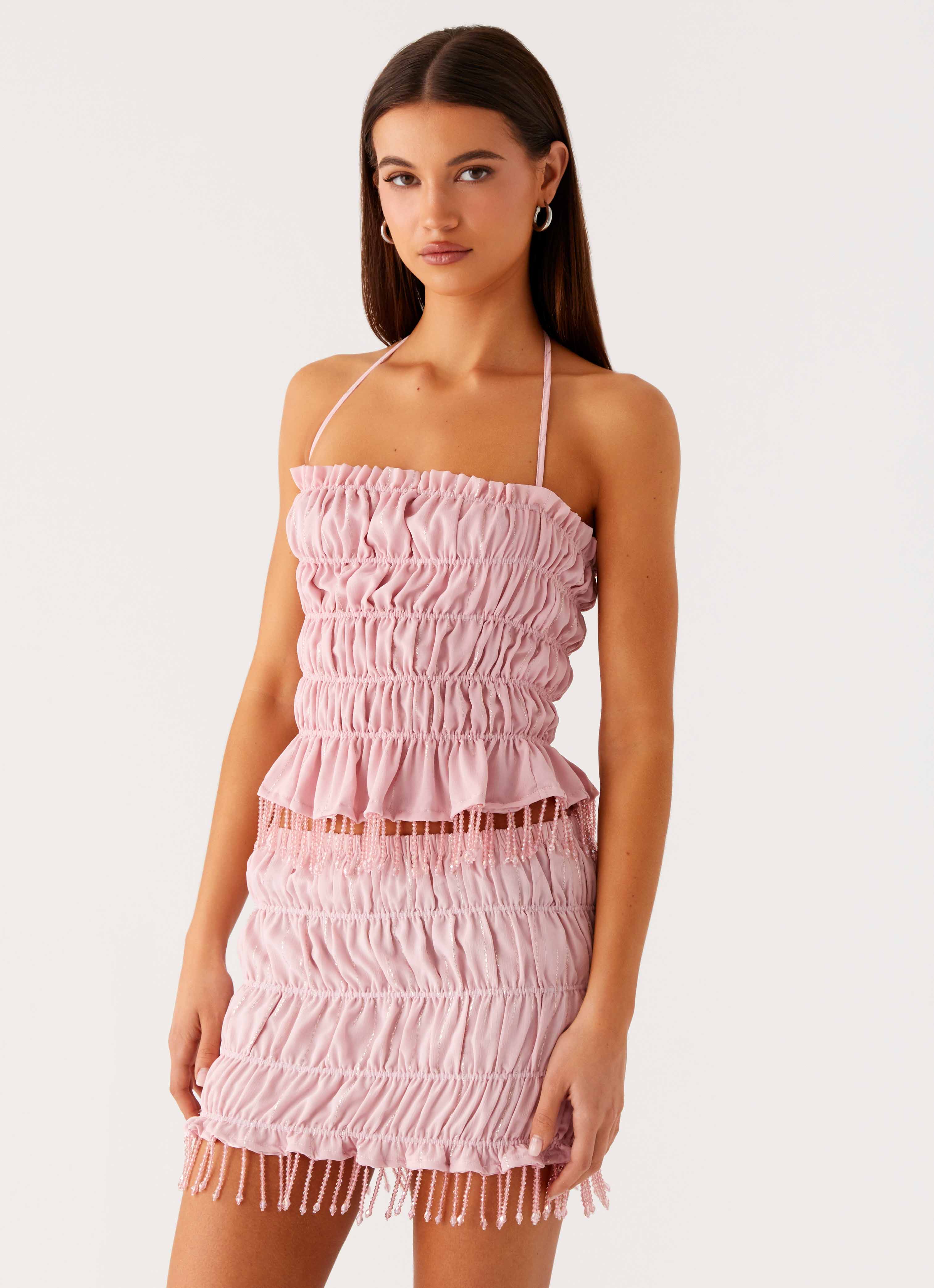 Shari Beaded Mini Skirt - Pink - Image 6