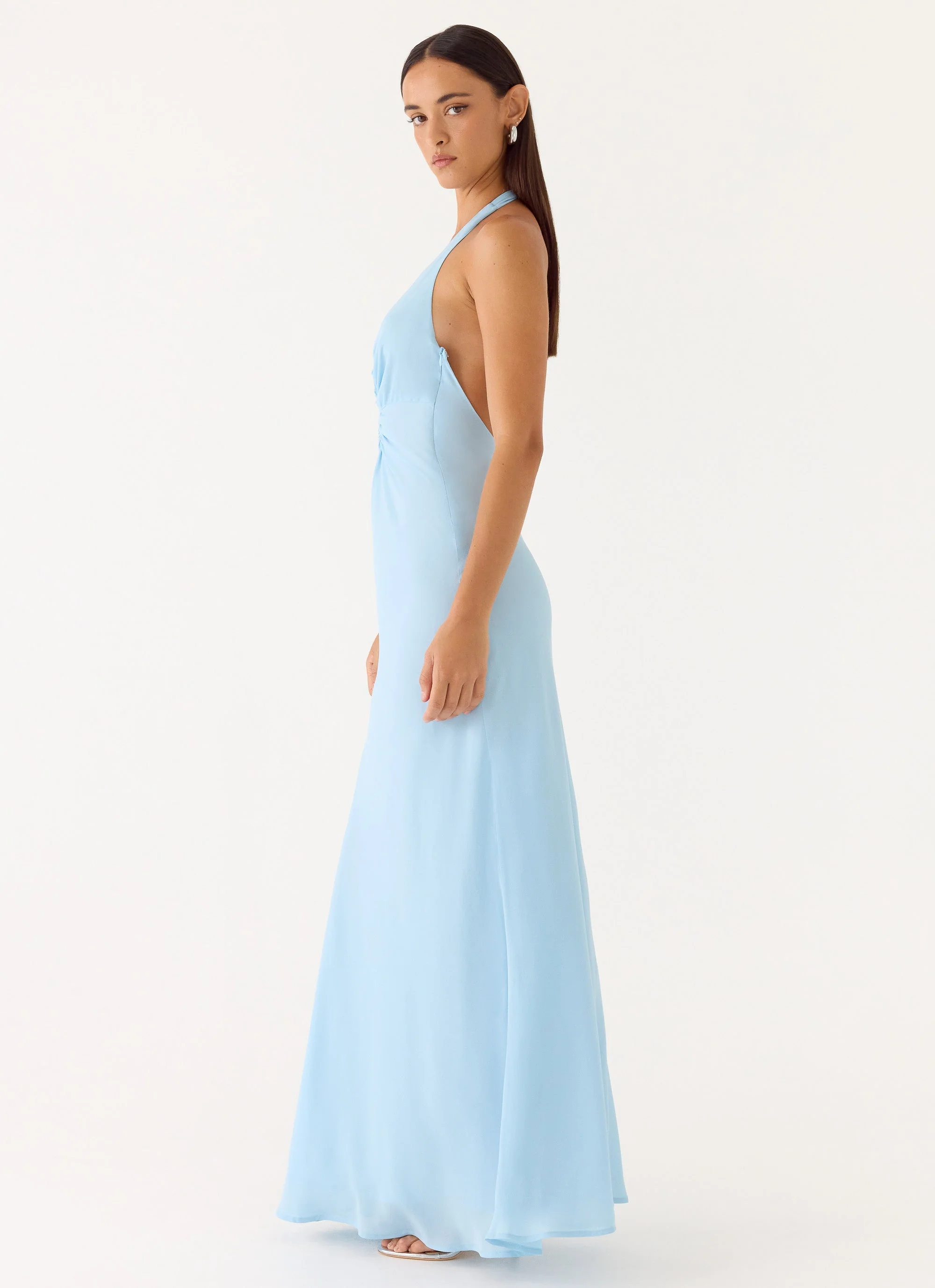 Sharpay Halter Maxi Dress - Pale Blue - Image 2