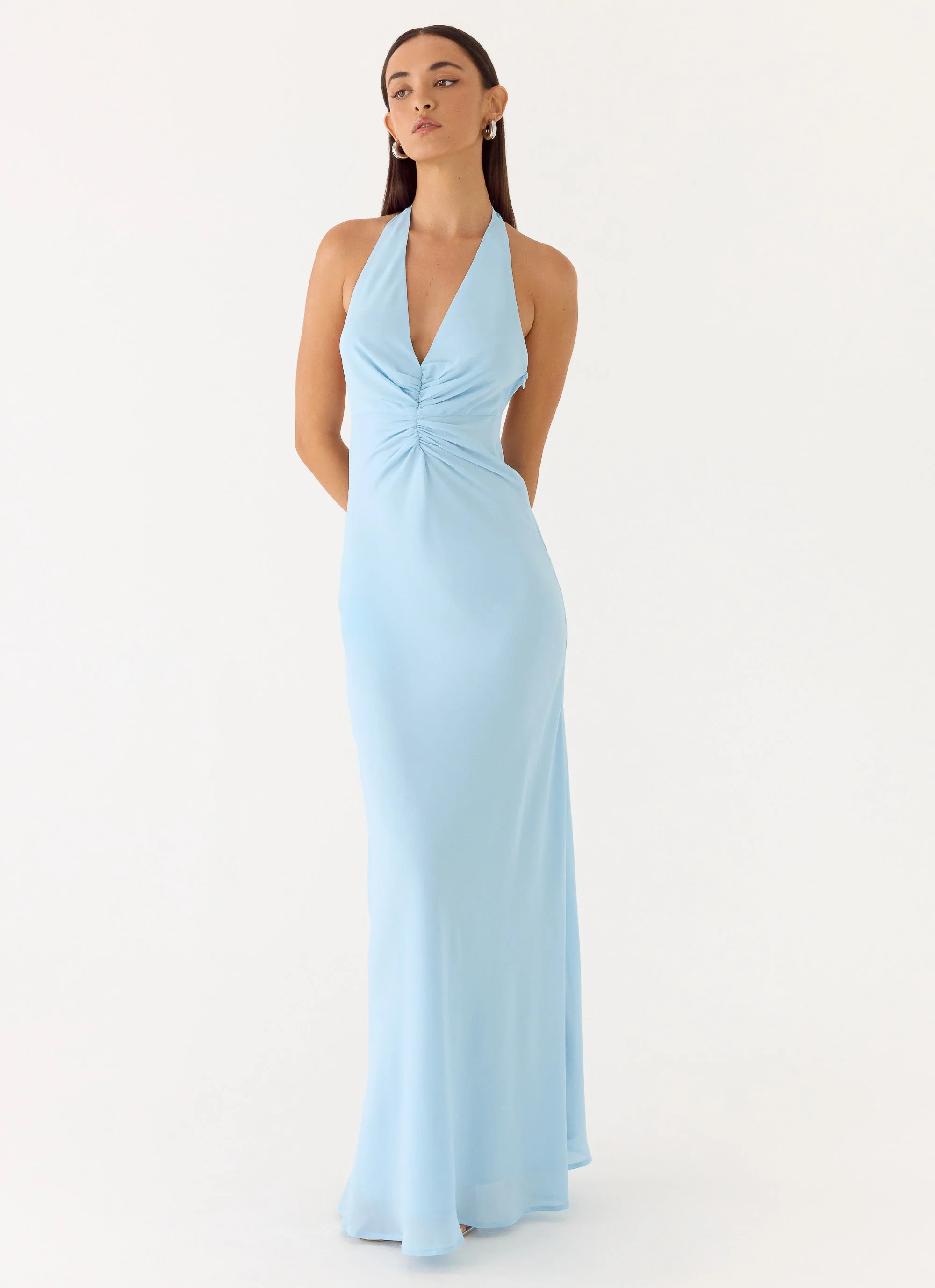 Sharpay Halter Maxi Dress - Pale Blue - Image 4