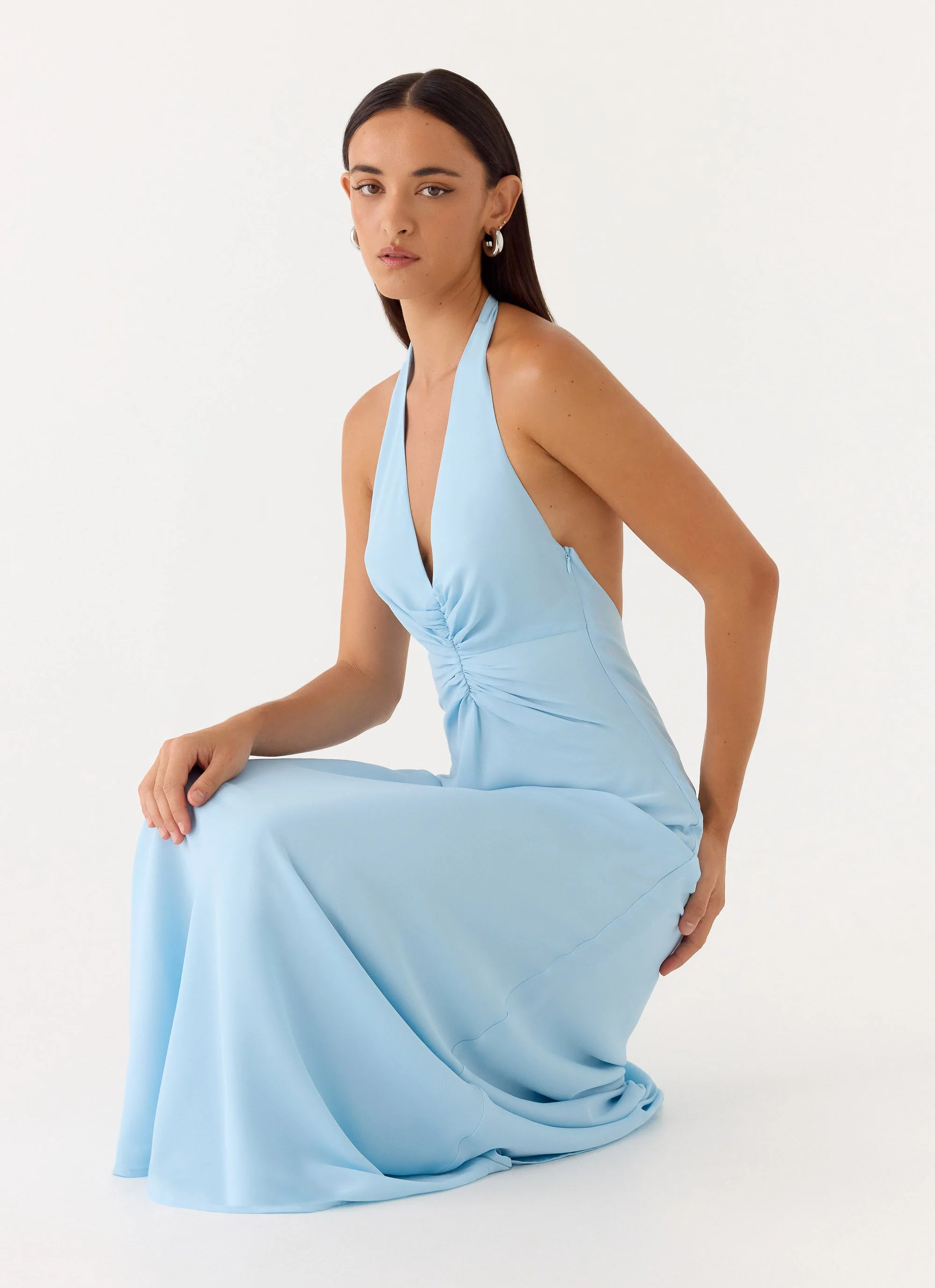 Sharpay Halter Maxi Dress - Pale Blue - Image 6