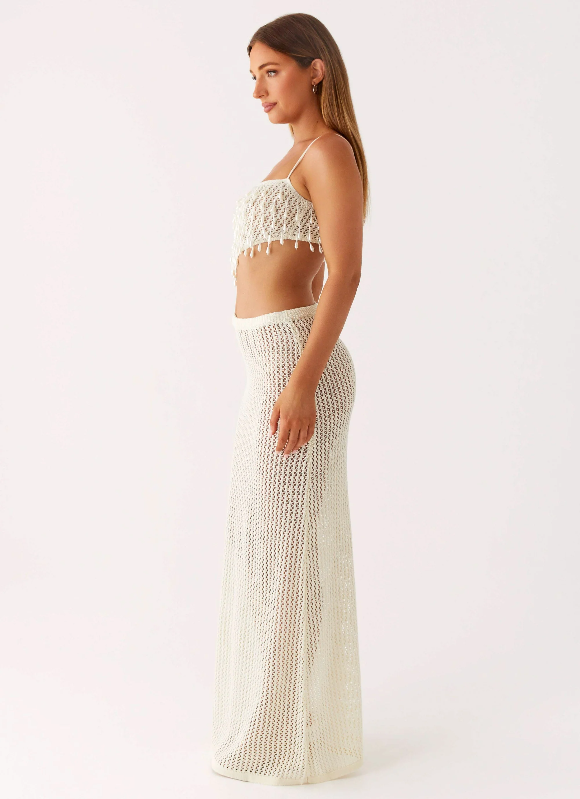 Shellbound Crochet Maxi Dress - Ivory - Image 7