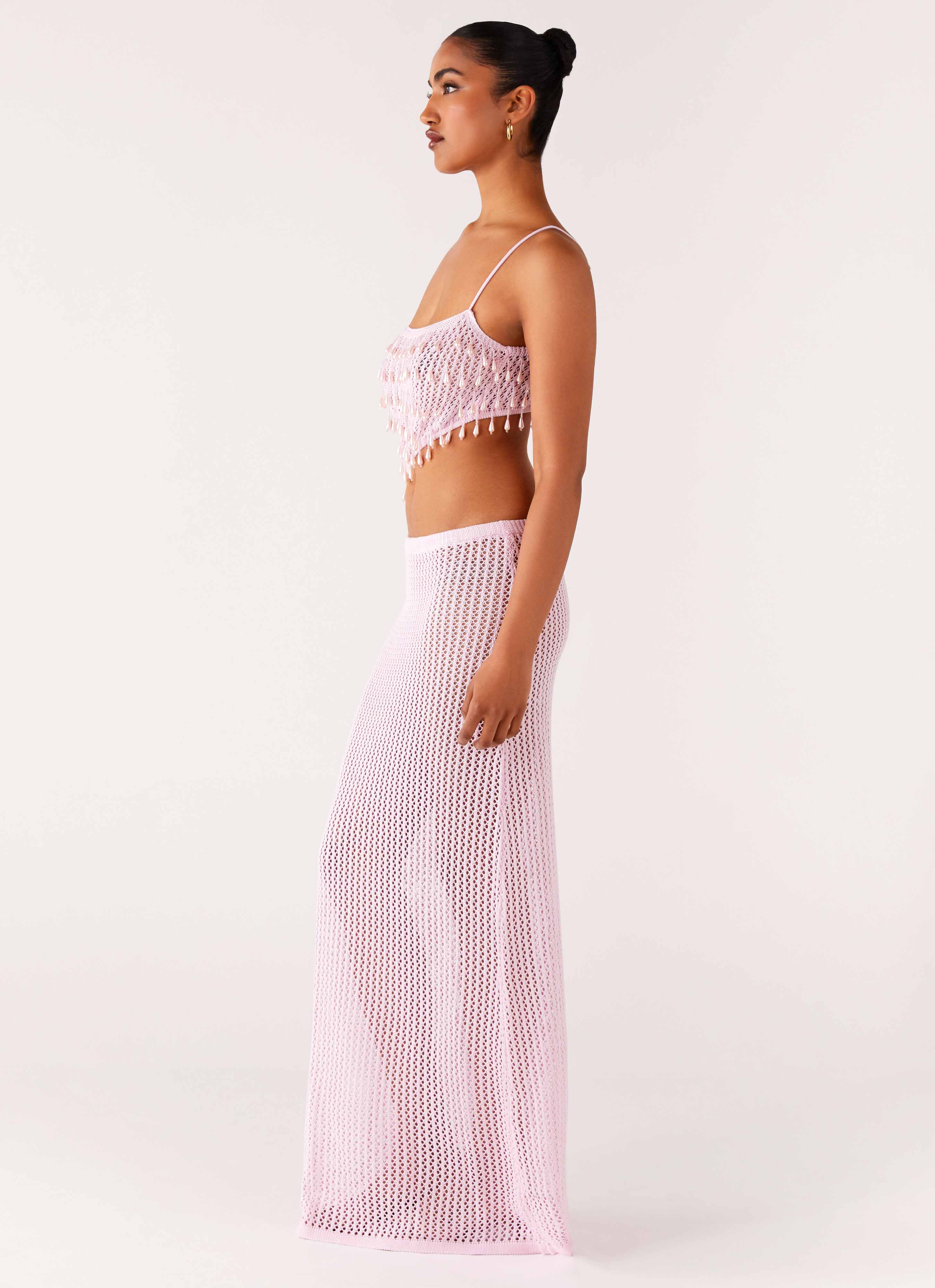 Shellbound Crochet Maxi Dress - Pink - Image 2