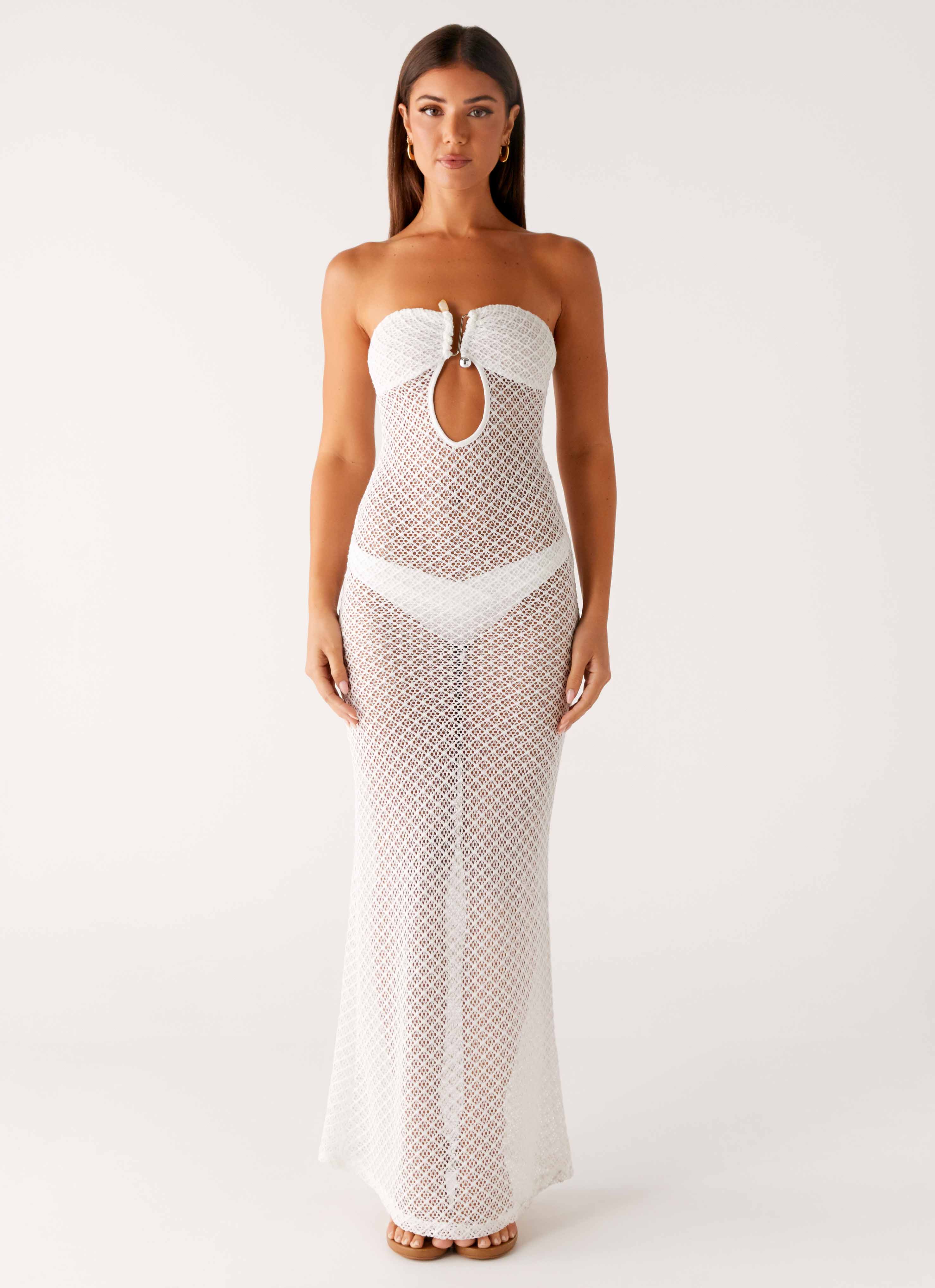 Showcase Crochet Maxi Dress - Ivory - Image 2