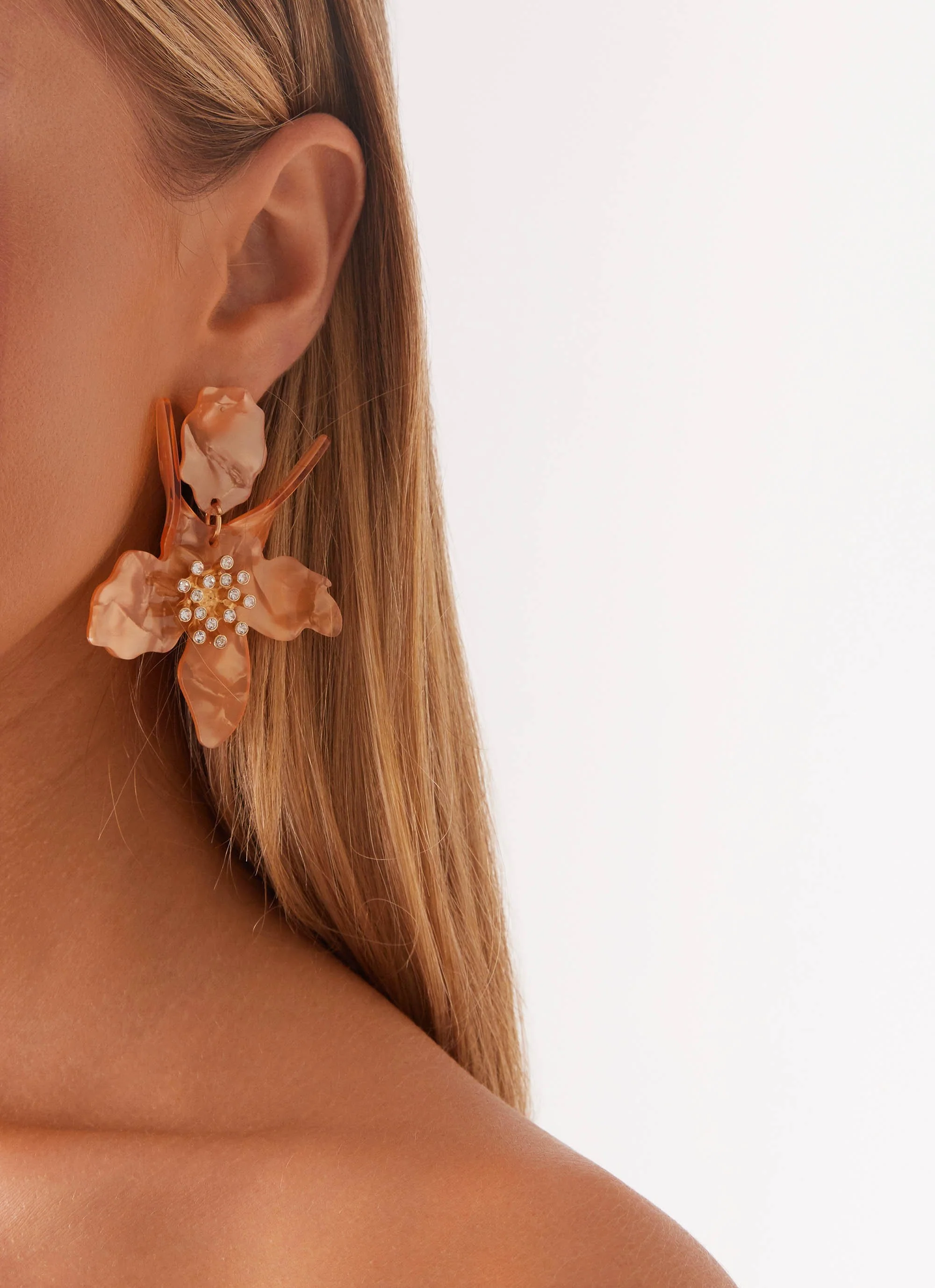 Siesta Flower Earrings - Orange - Image 3
