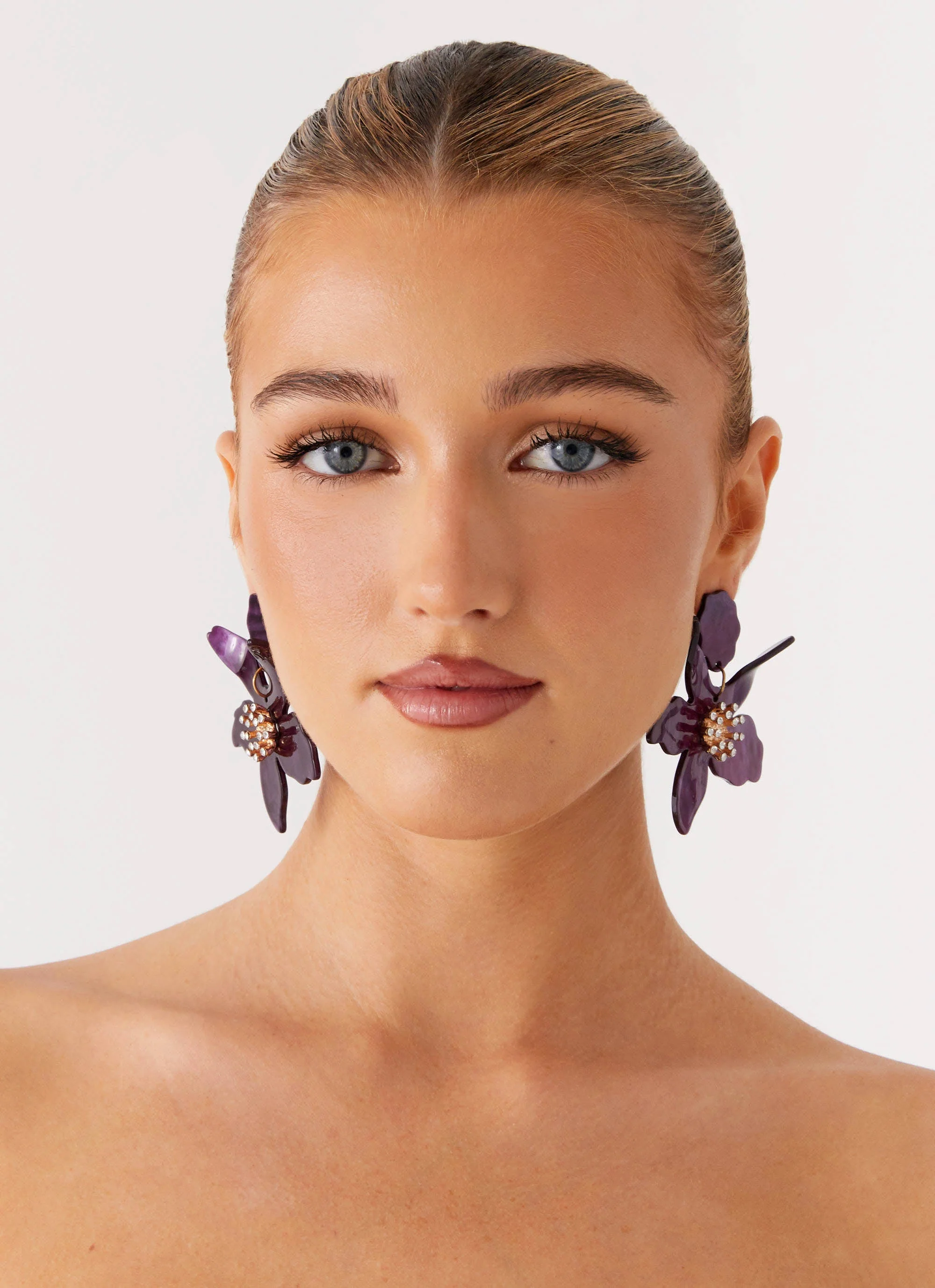Siesta Flower Earrings - Purple - Image 4