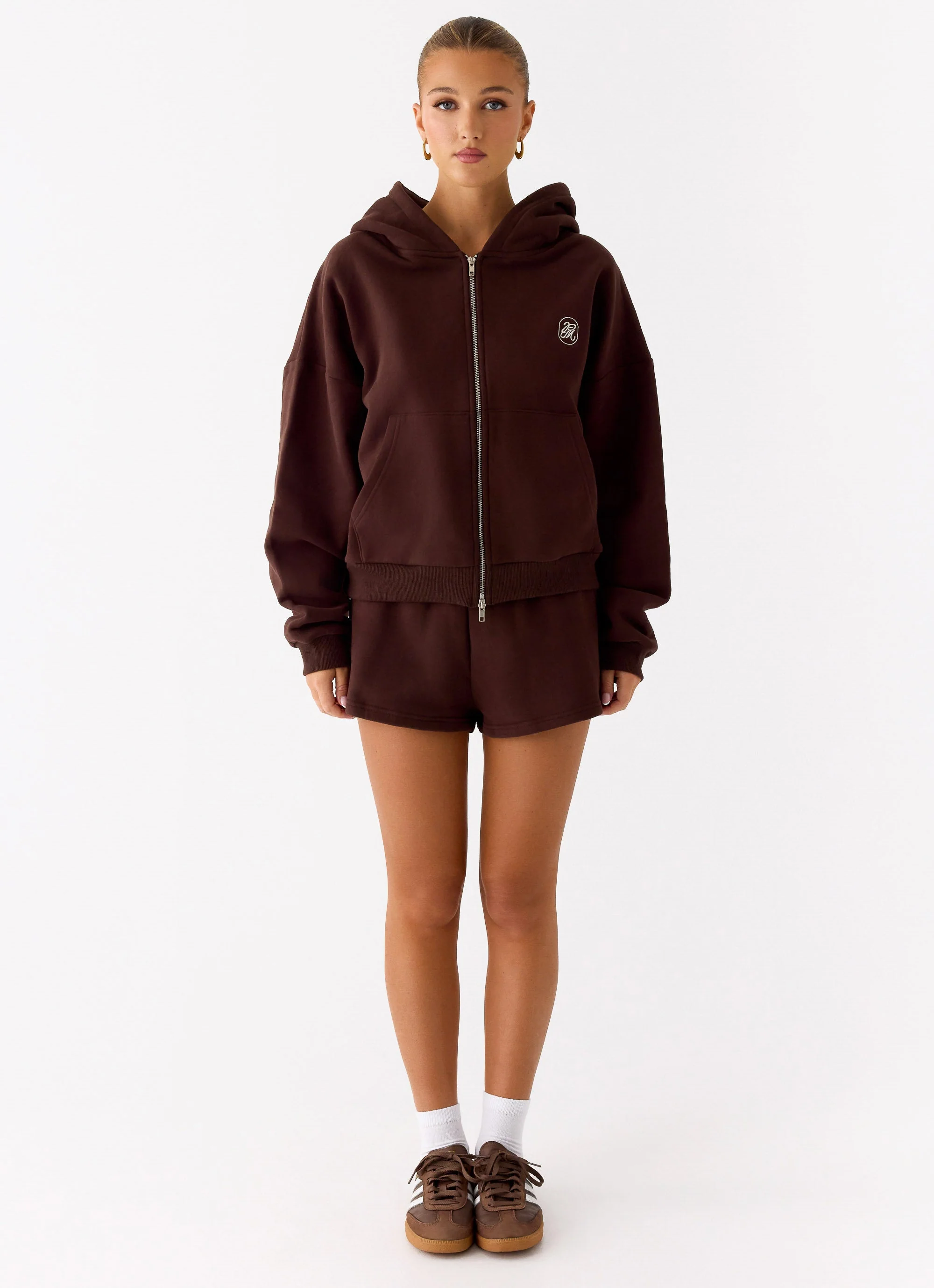 Signature Double Zip Up Hoodie - Chocolate - Image 2
