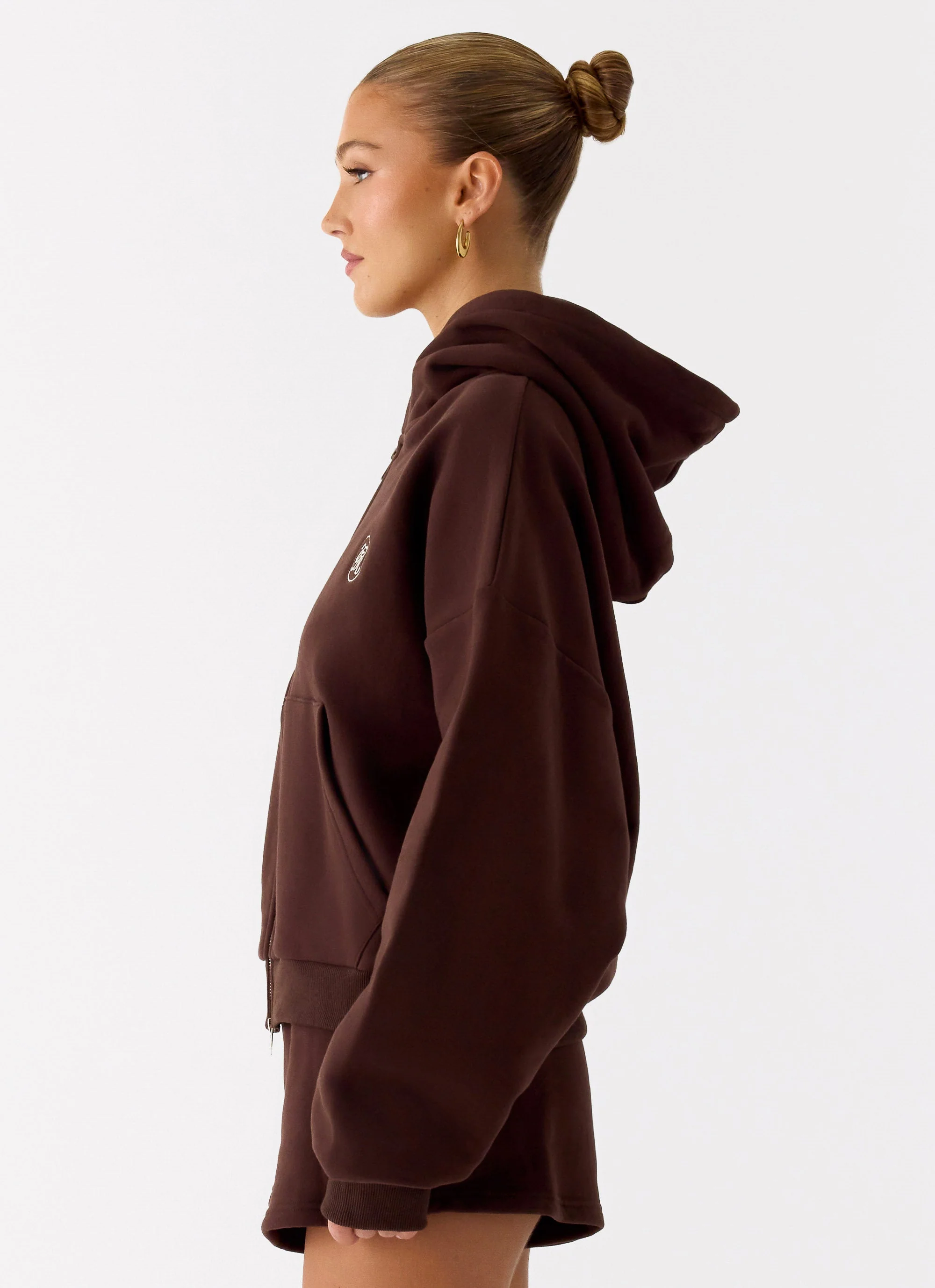 Signature Double Zip Up Hoodie - Chocolate - Image 3