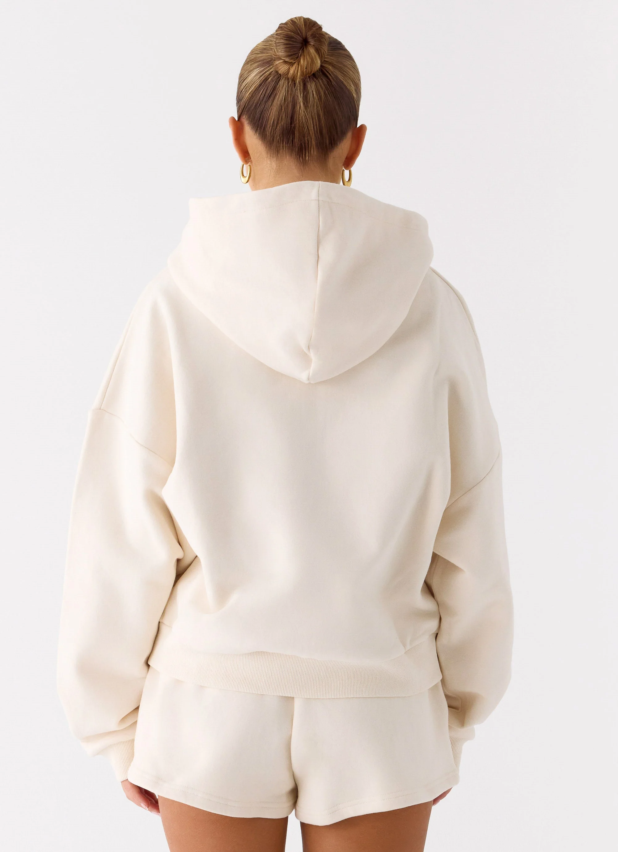 Signature Double Zip Up Hoodie - Cream - Image 5