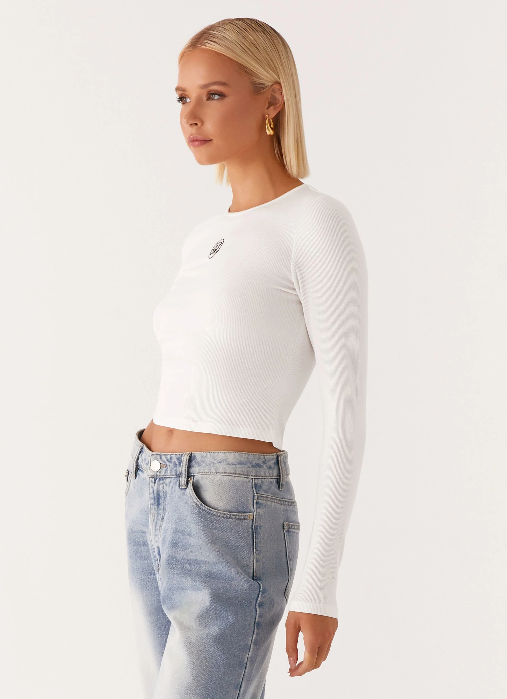 Signature Monogram Long Sleeve Tee - Off White - Image 3