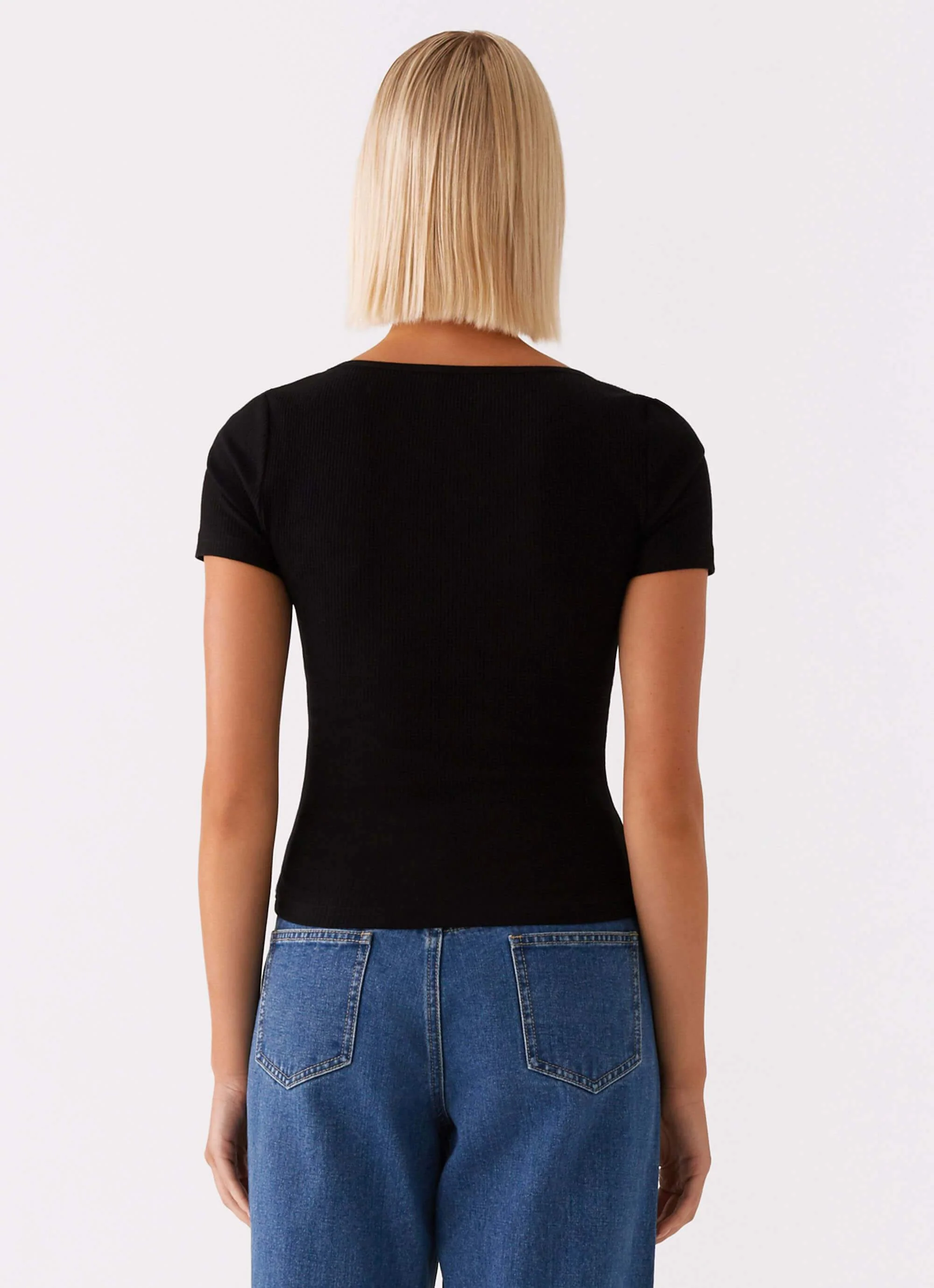 Signature Monogram Square Neck Top - Black - Image 4