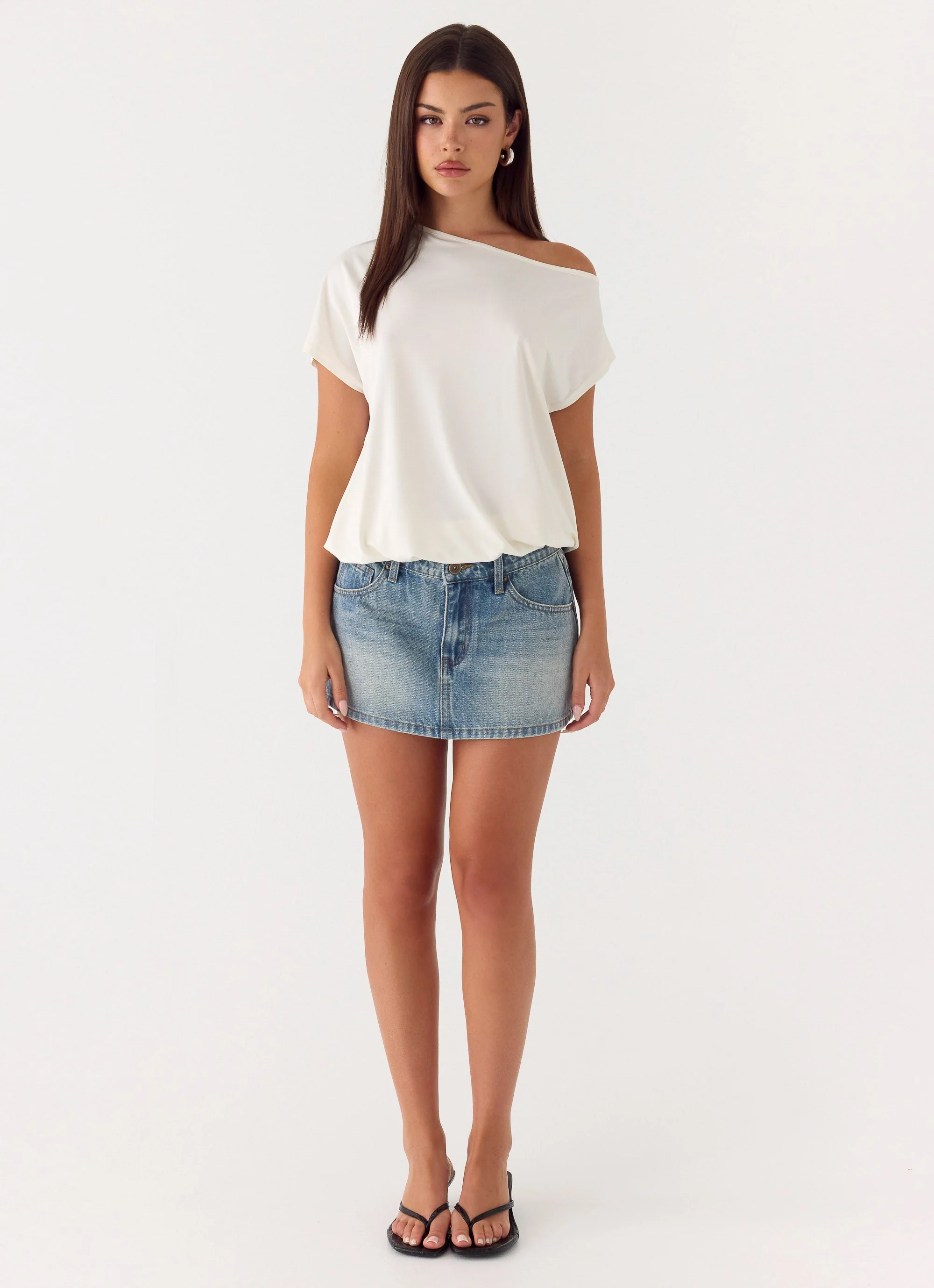 Silas Low Rise Denim Mini Skirt - Vintage Wash Blue - Image 5