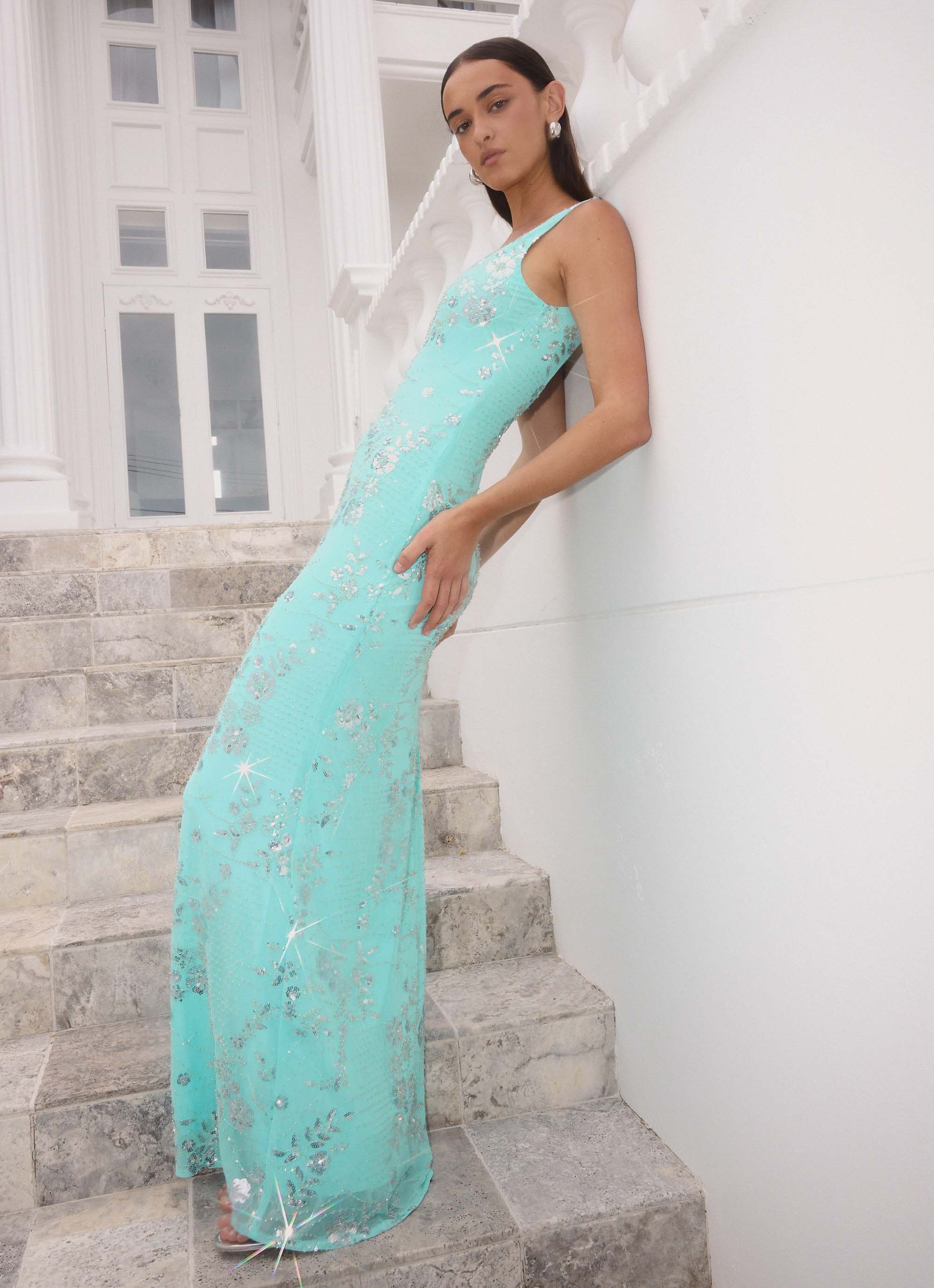 Silvana Maxi Dress - Aqua - Image 2