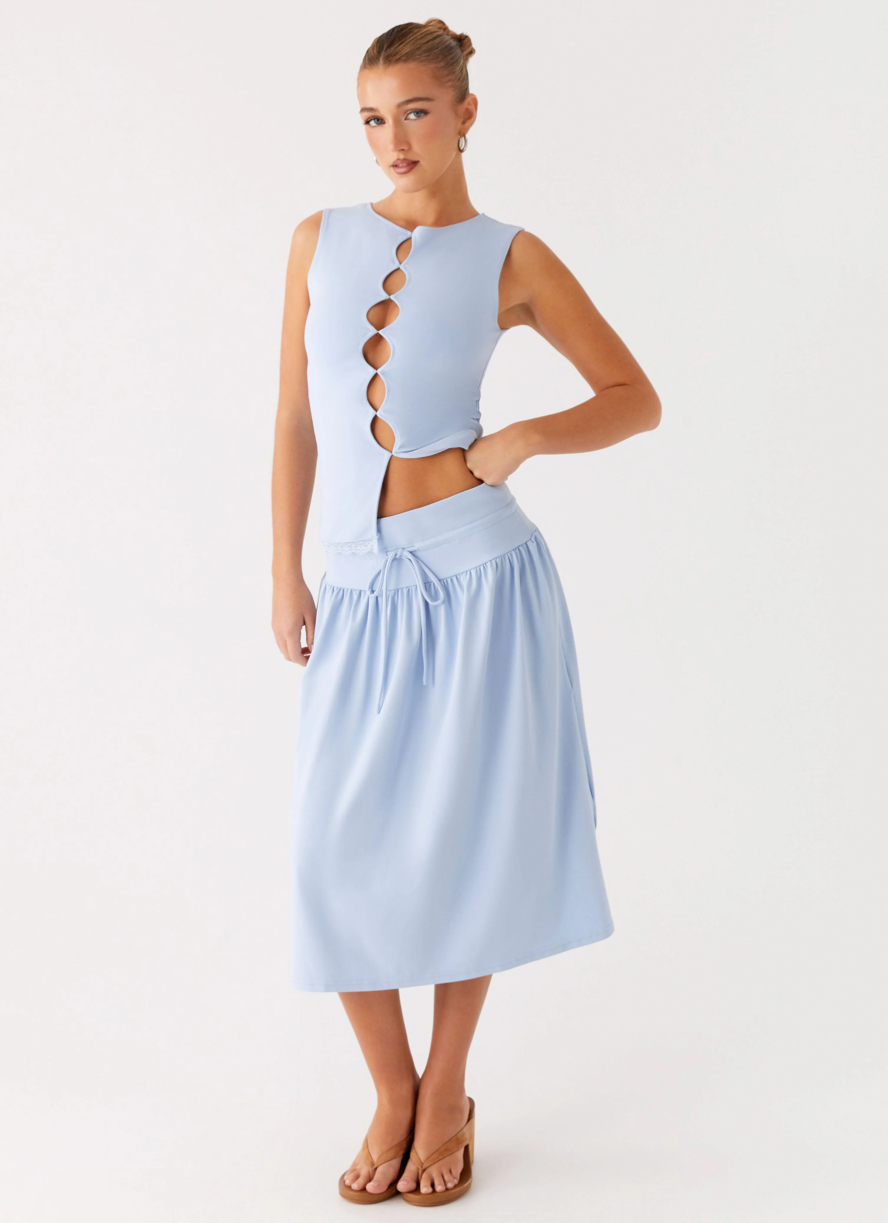 Silver Tides Midi Skirt - Blue - Image 3