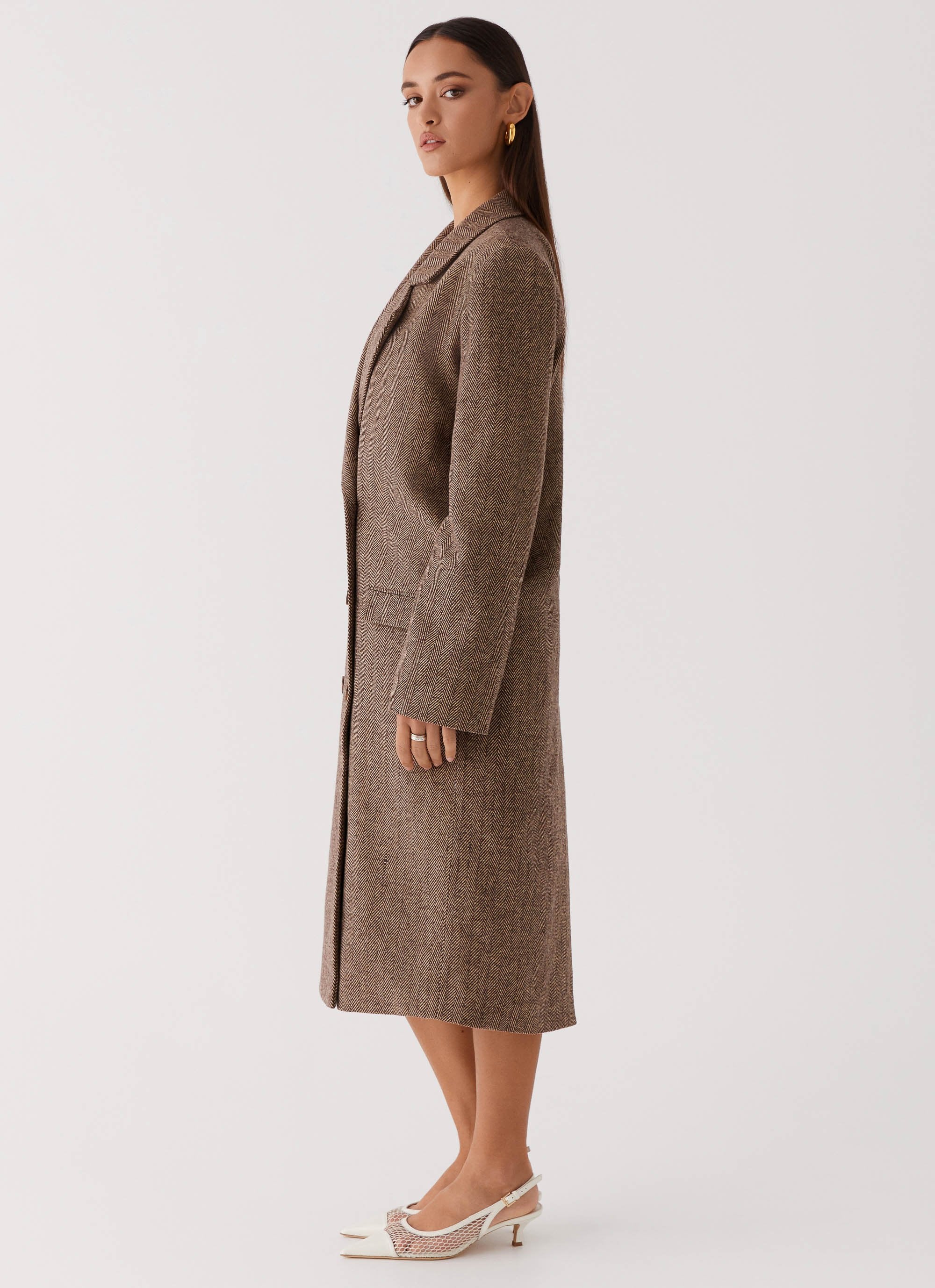 Since Way Back Longline Coat - Brown - Image 3