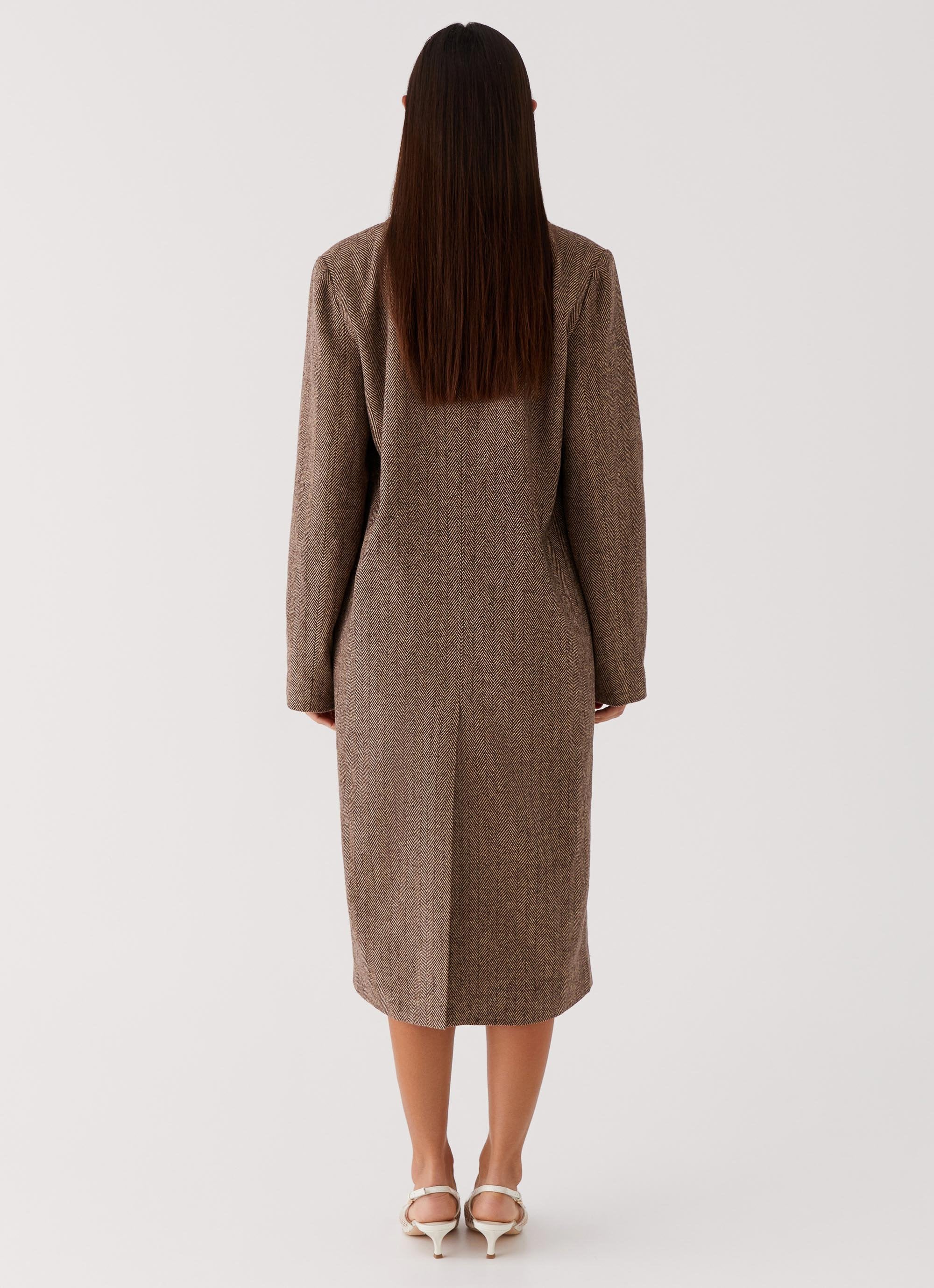 Since Way Back Longline Coat - Brown - Image 4