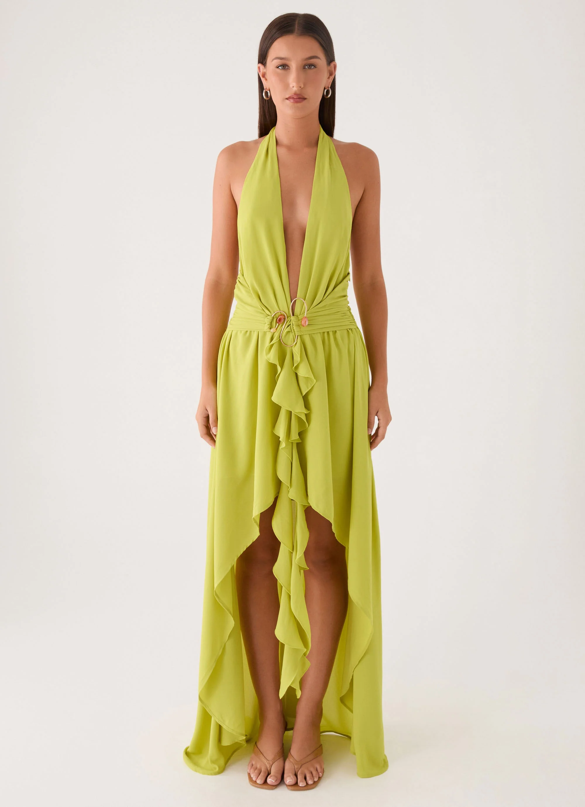 Sinead Halter Maxi Dress - Lime - Image 10