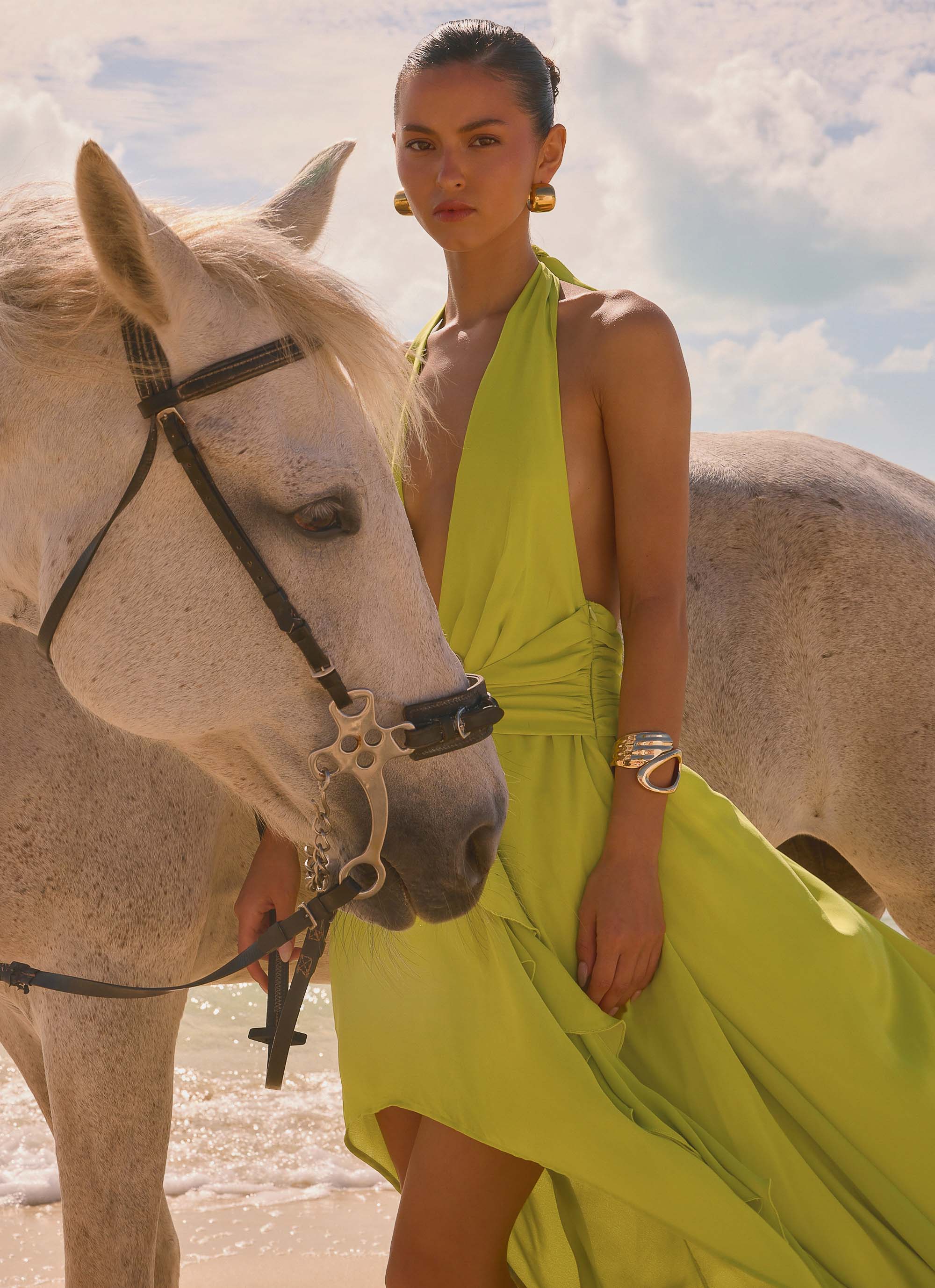 Sinead Halter Maxi Dress - Lime - Image 4