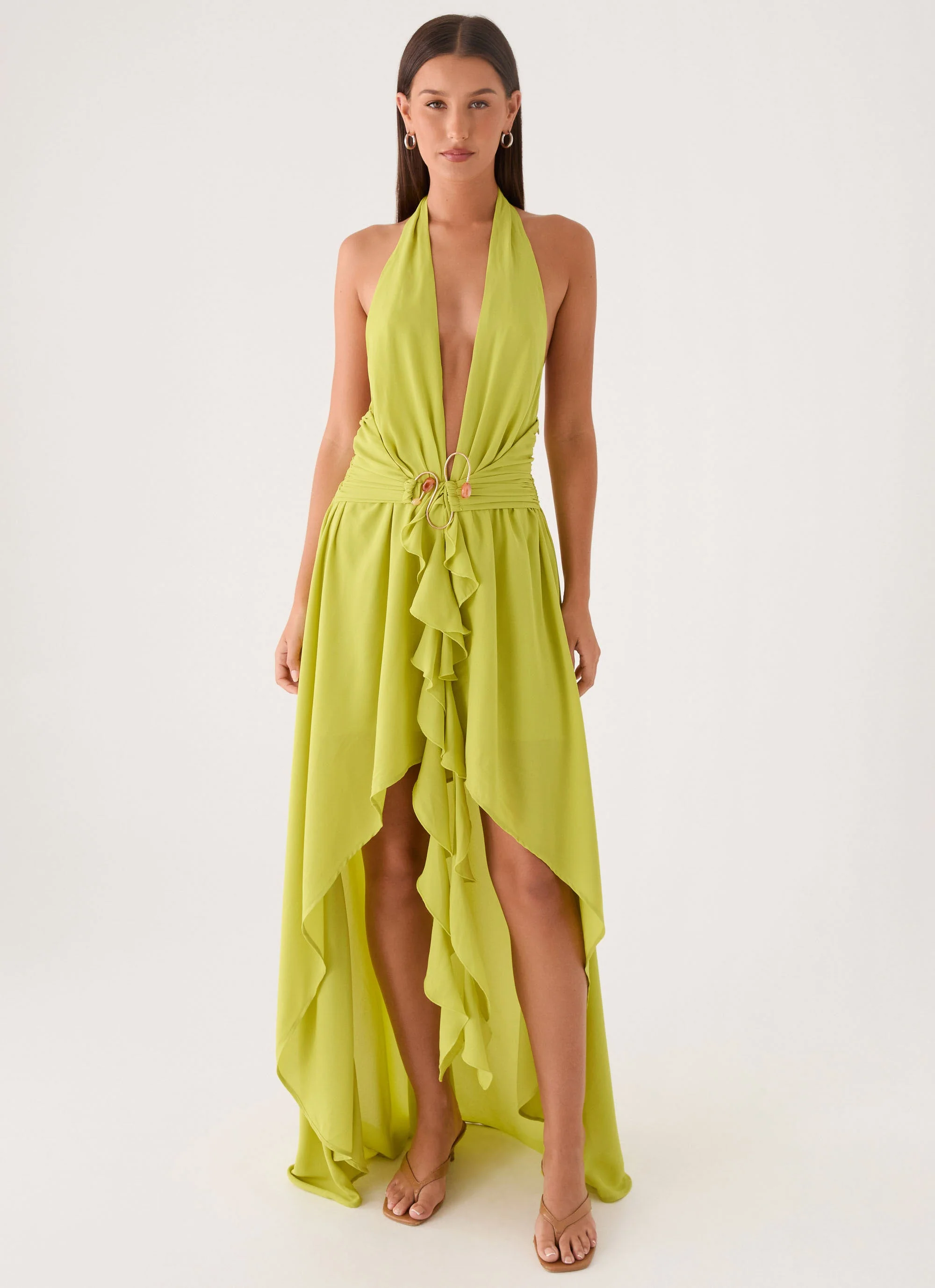 Sinead Halter Maxi Dress - Lime - Image 9