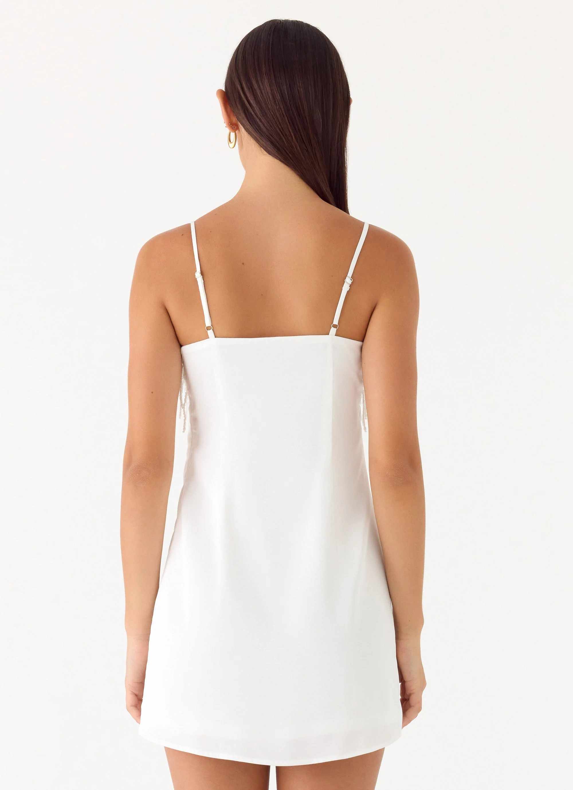 Siren Beaded Sequin Mini Dress - White - Image 3