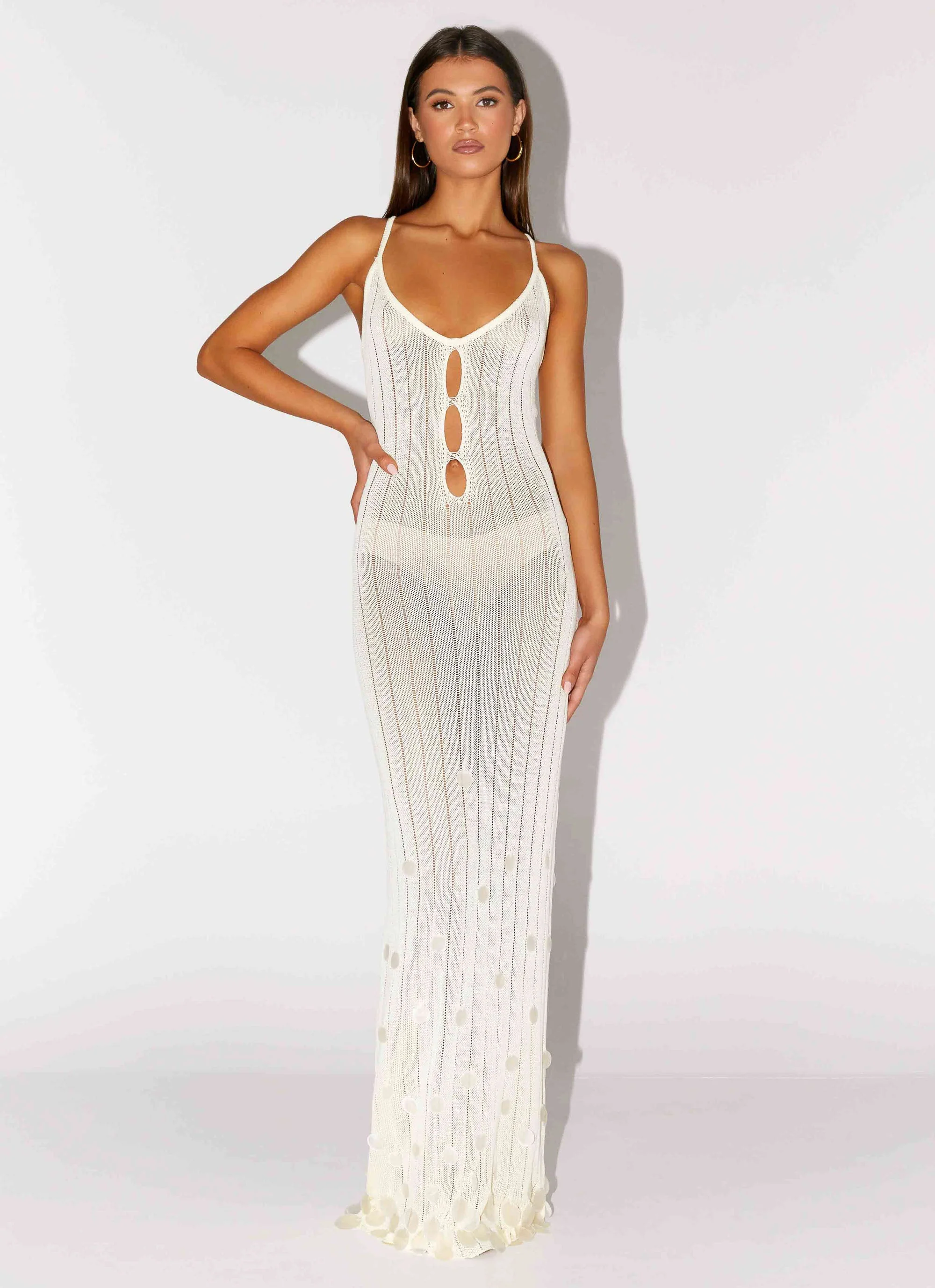 Siren Song Crochet Maxi Dress - Ivory - Image 6