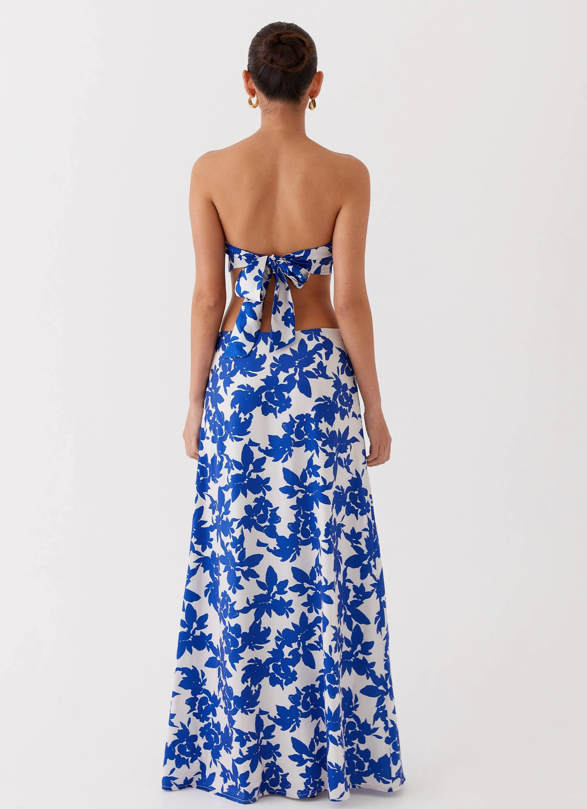 Sky Gaze Low Rise Maxi Skirt - Blue Floral - Image 4