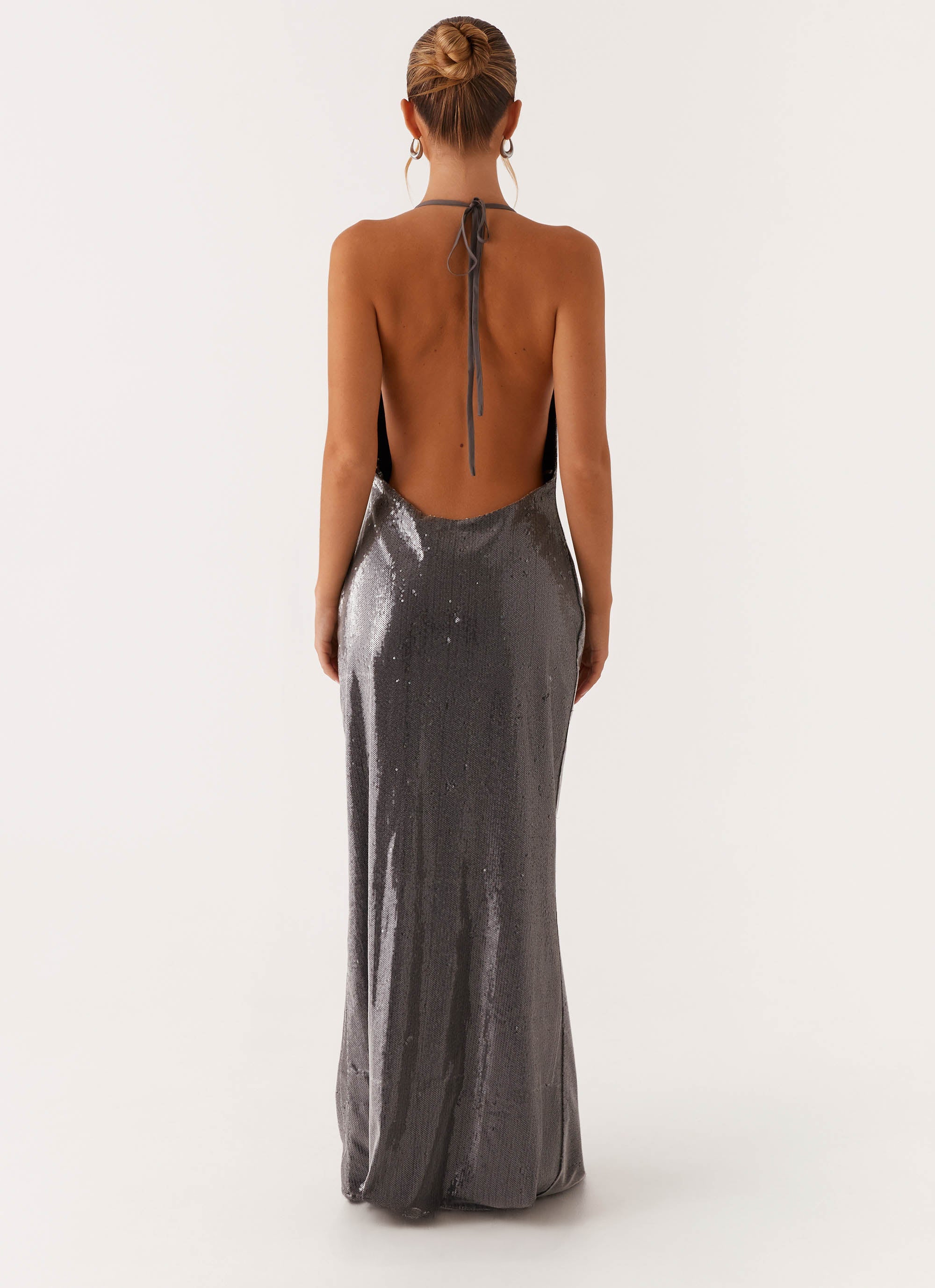 Sleek Love Sequin Maxi Dress - Silver Sequin - Image 2