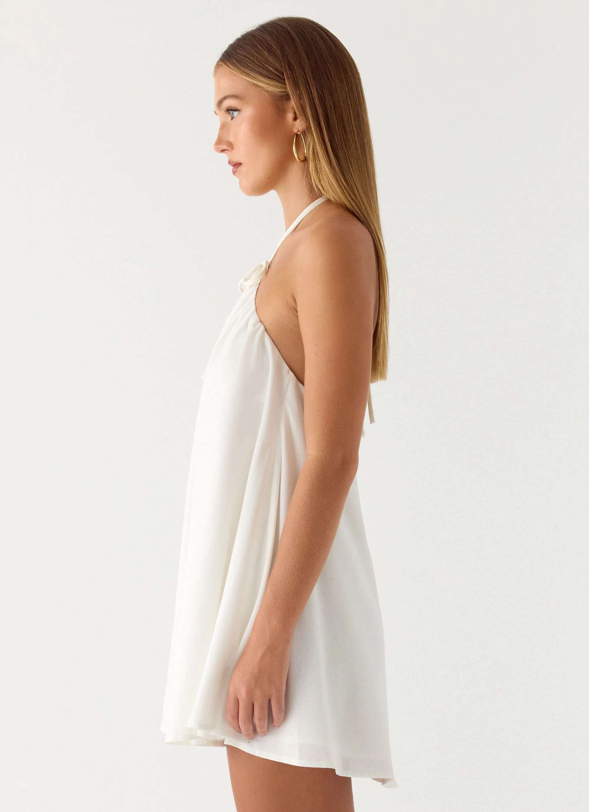 Soft Breeze Linen Mini Dress - White - Image 2