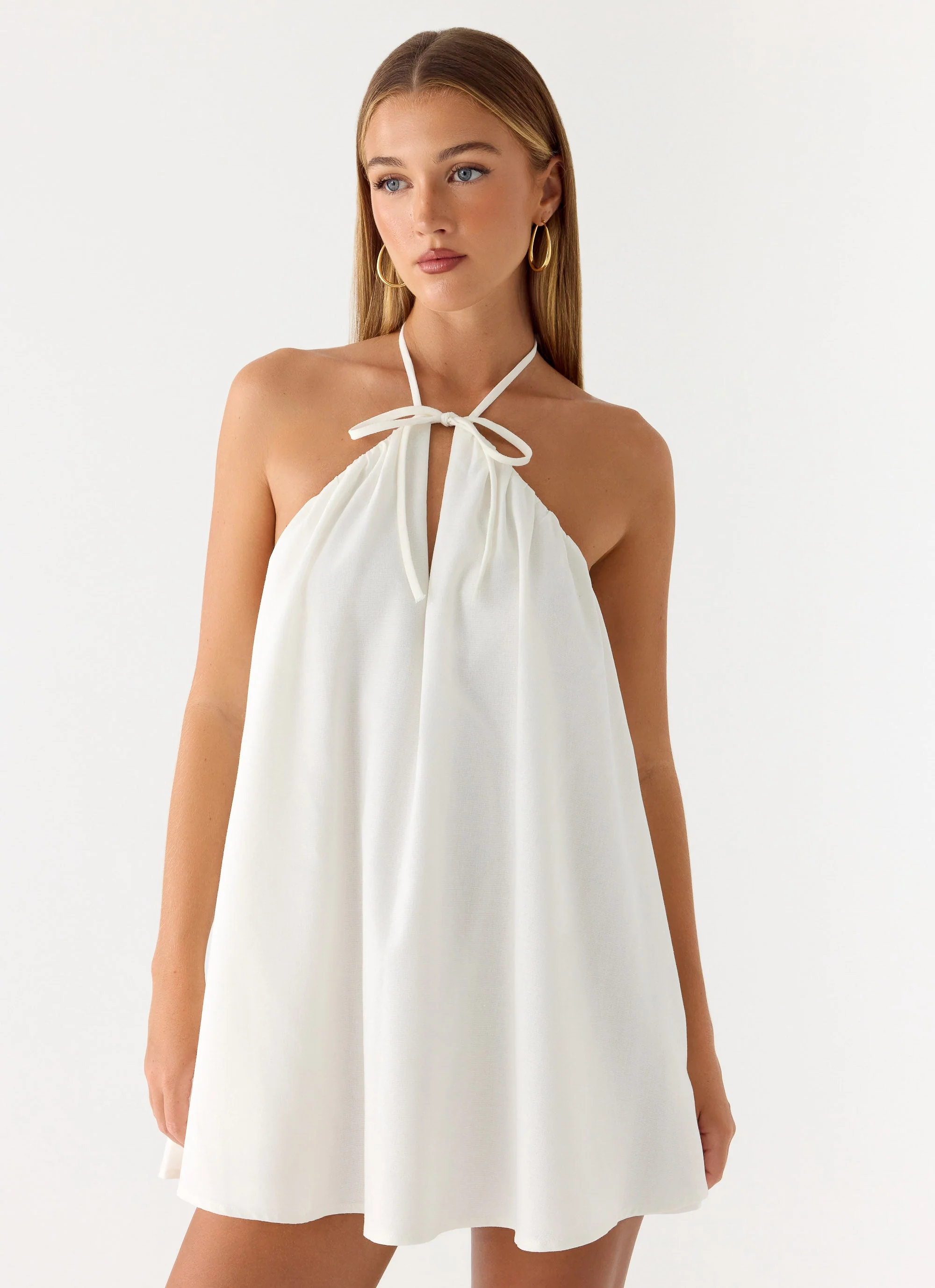Soft Breeze Linen Mini Dress - White - Image 6