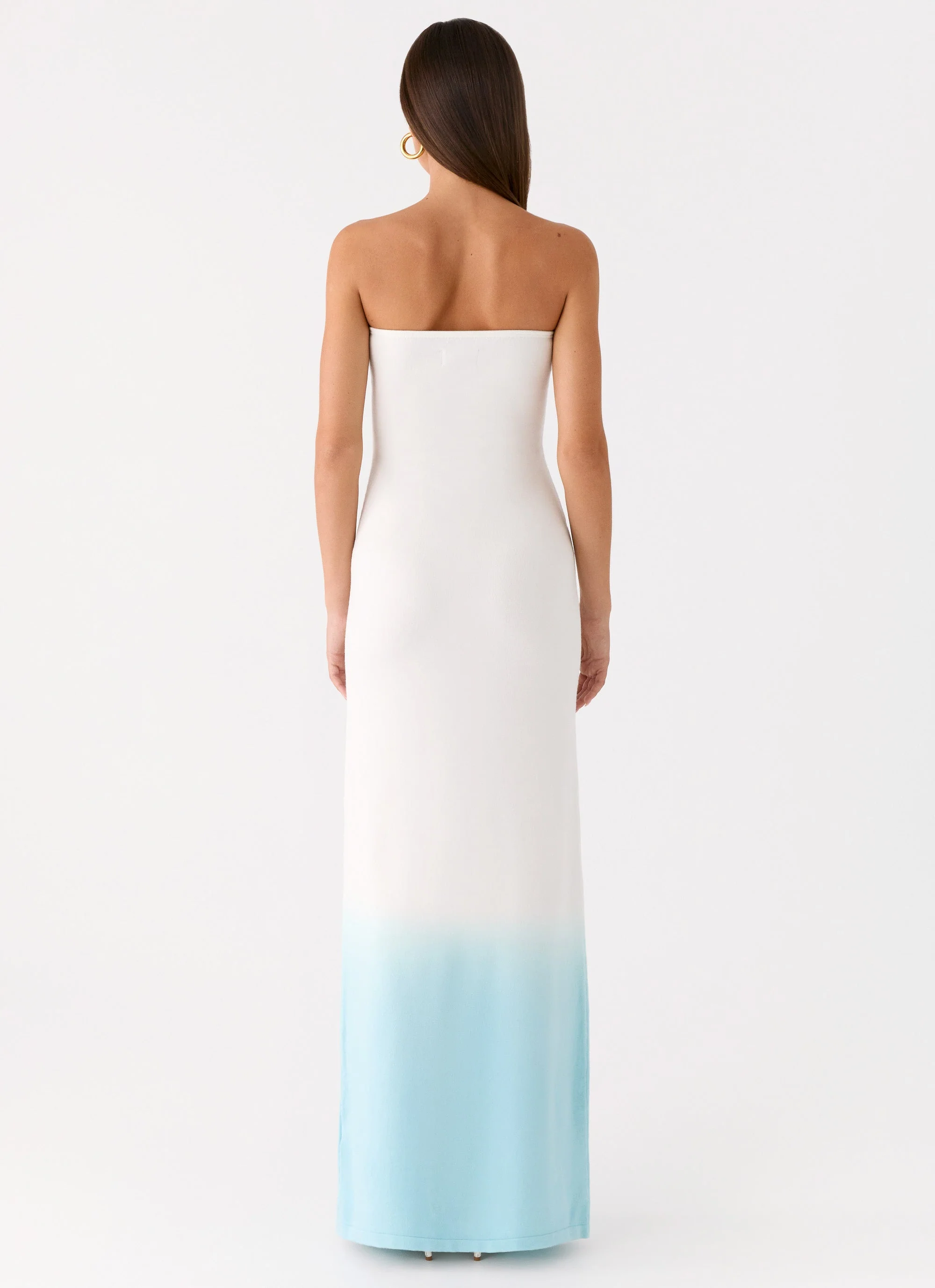 Soft Spoken Knit Maxi Dress - Blue Ombre - Image 3