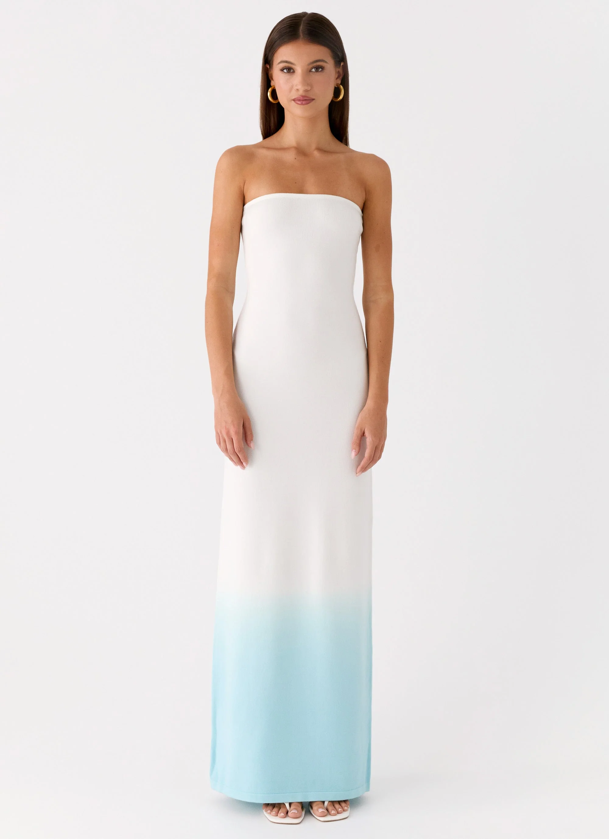 Soft Spoken Knit Maxi Dress - Blue Ombre - Image 4