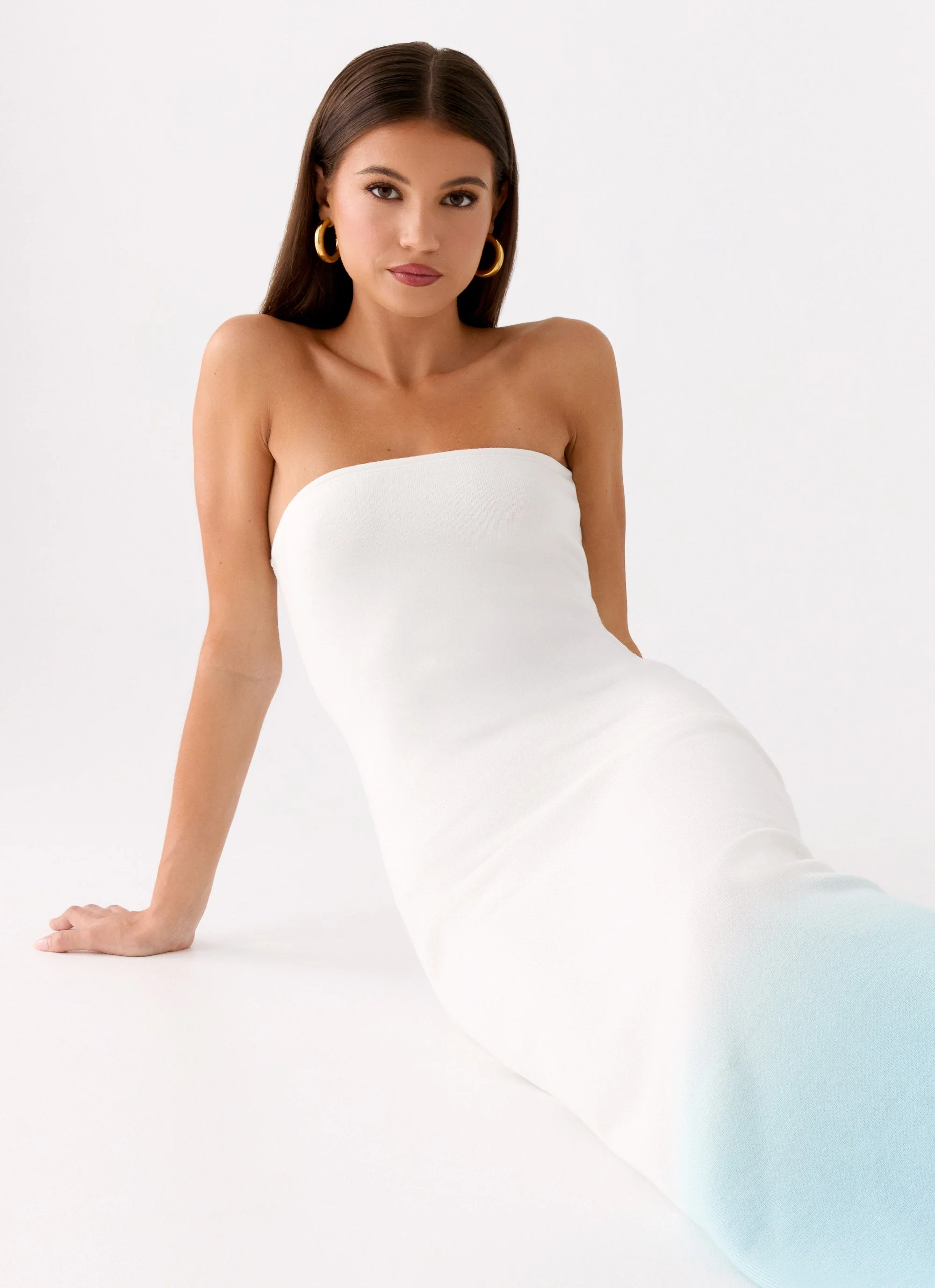 Soft Spoken Knit Maxi Dress - Blue Ombre - Image 6